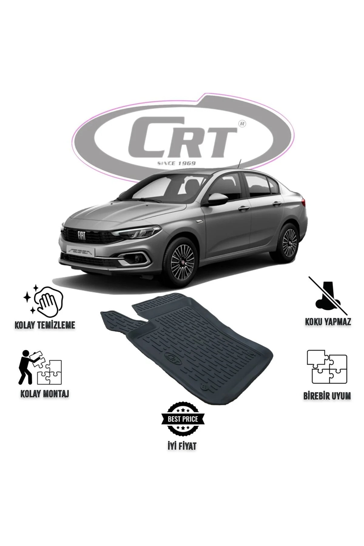 Fiat Egea 2015 ve Sonrası Tek Sol 3D Araca Özel Paspas