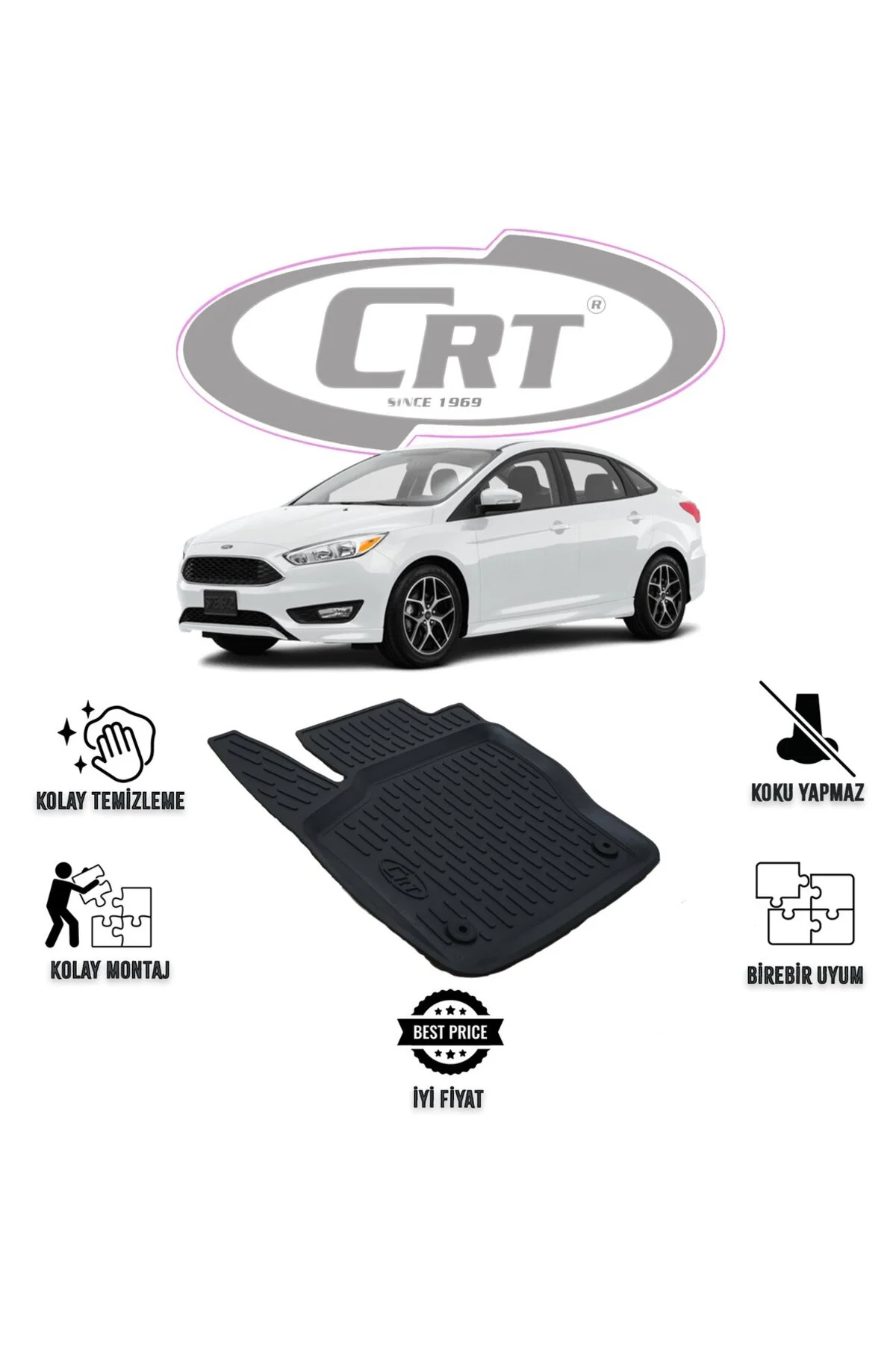 Ford Focus 3 2010-2014 Tek Sol 3D Araca Özel Paspas
