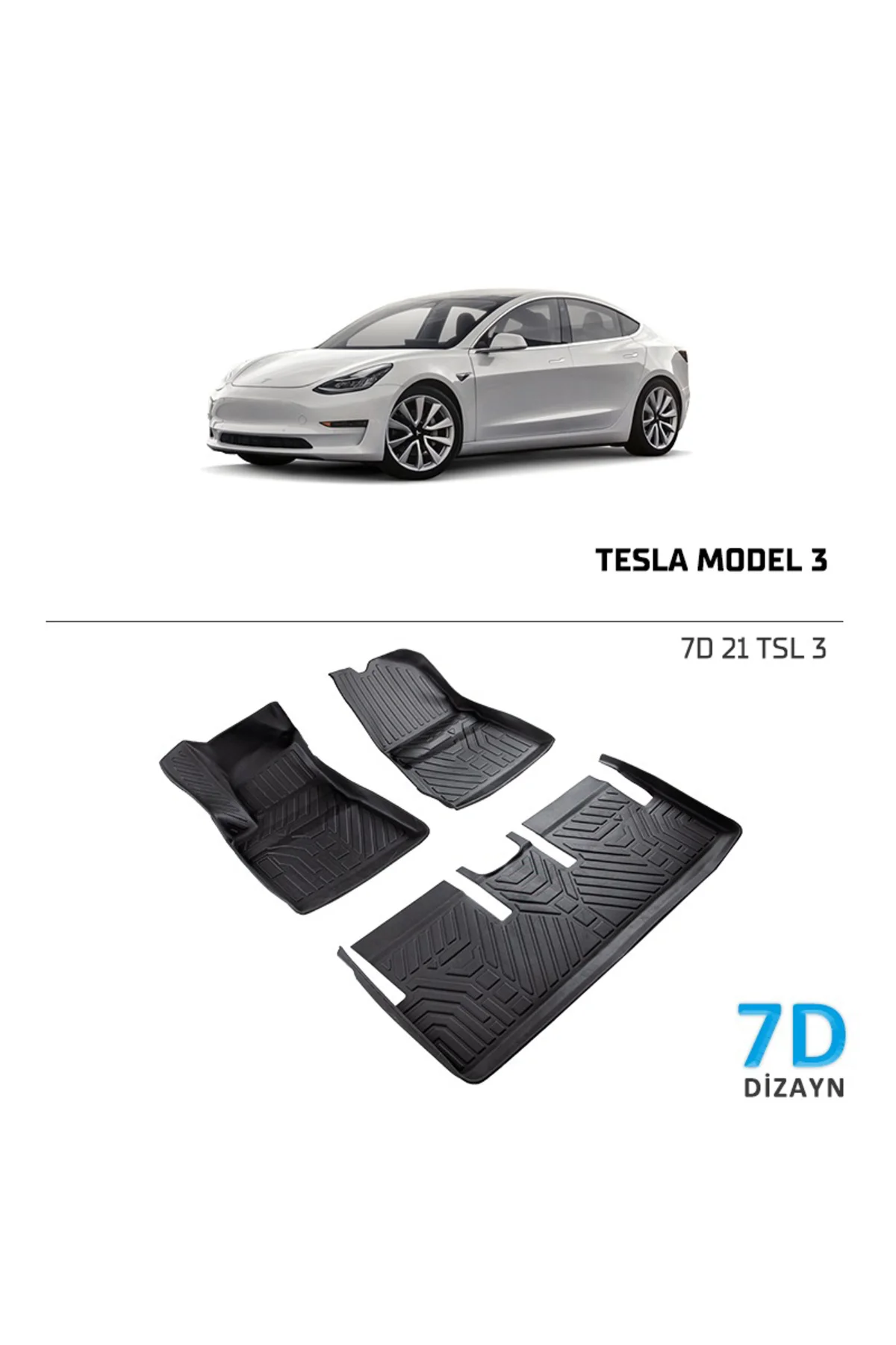 TESLA MODEL 3 7D Havuzlu Paspas