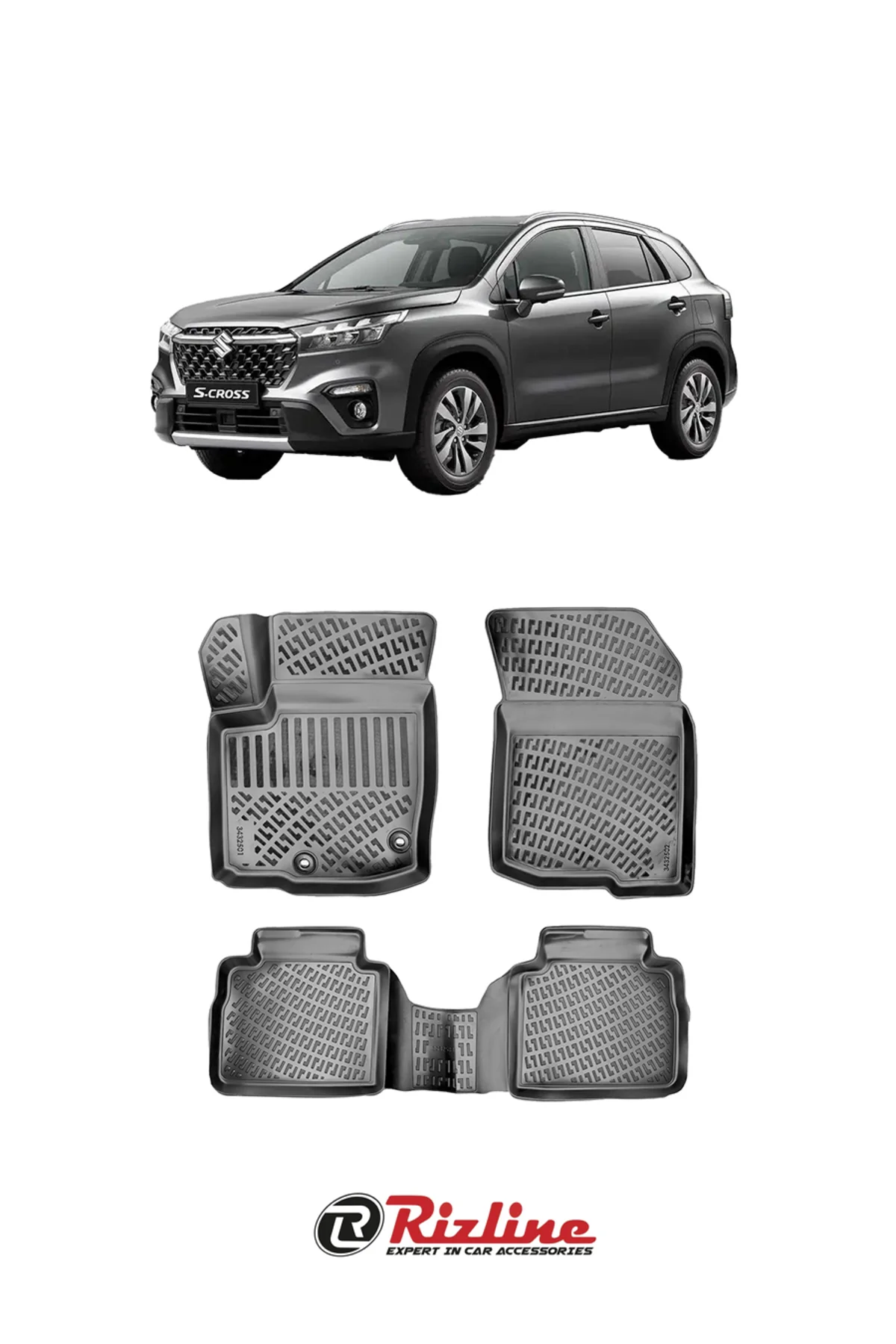 Suzuki S-Cross 2021-2023 Siyah 3D Havuzlu Paspas