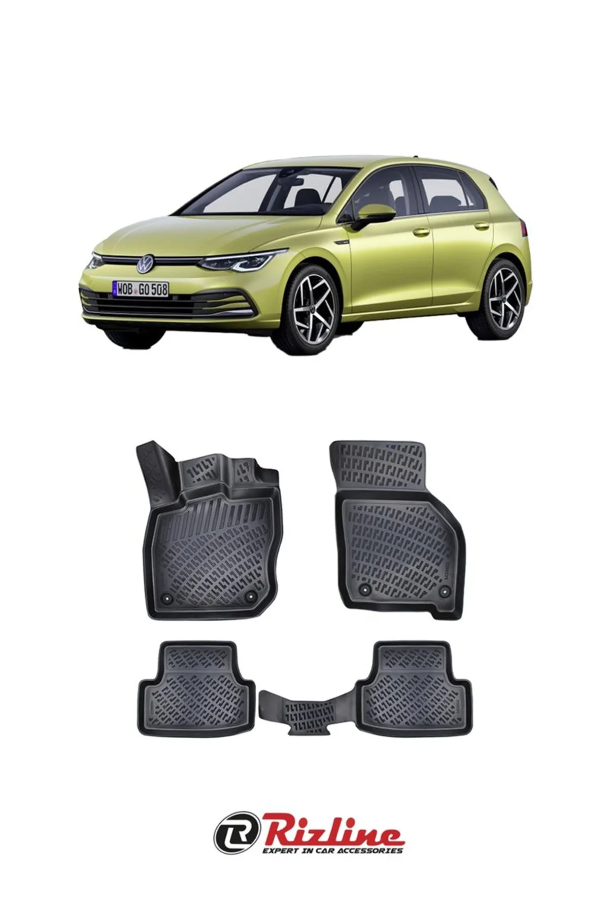 Volkswagen Golf 8 2019-2023 (Otomatik Vites) Siyah 3D Havuzlu Paspas