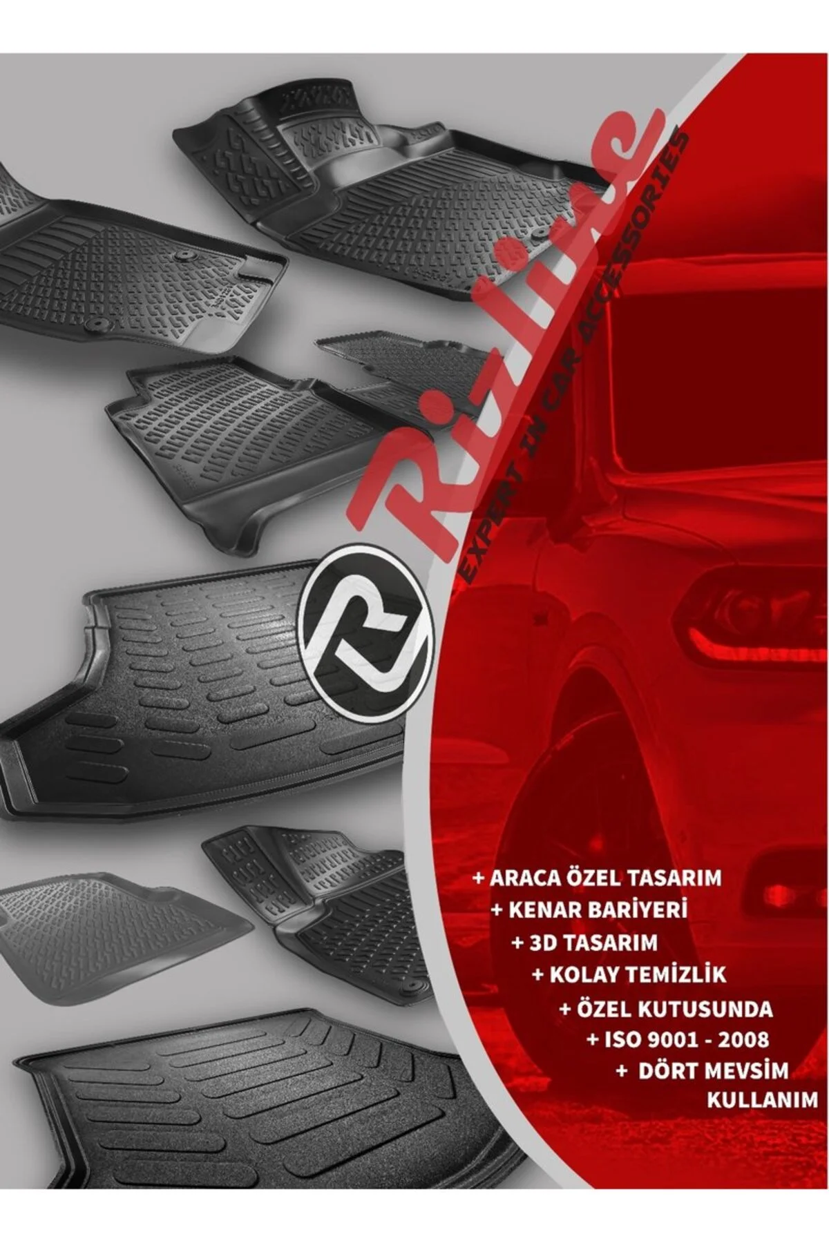 Volkswagen Golf 8 2019-2023 (Otomatik Vites) Siyah 3D Havuzlu Paspas - Rizline Görsel 3