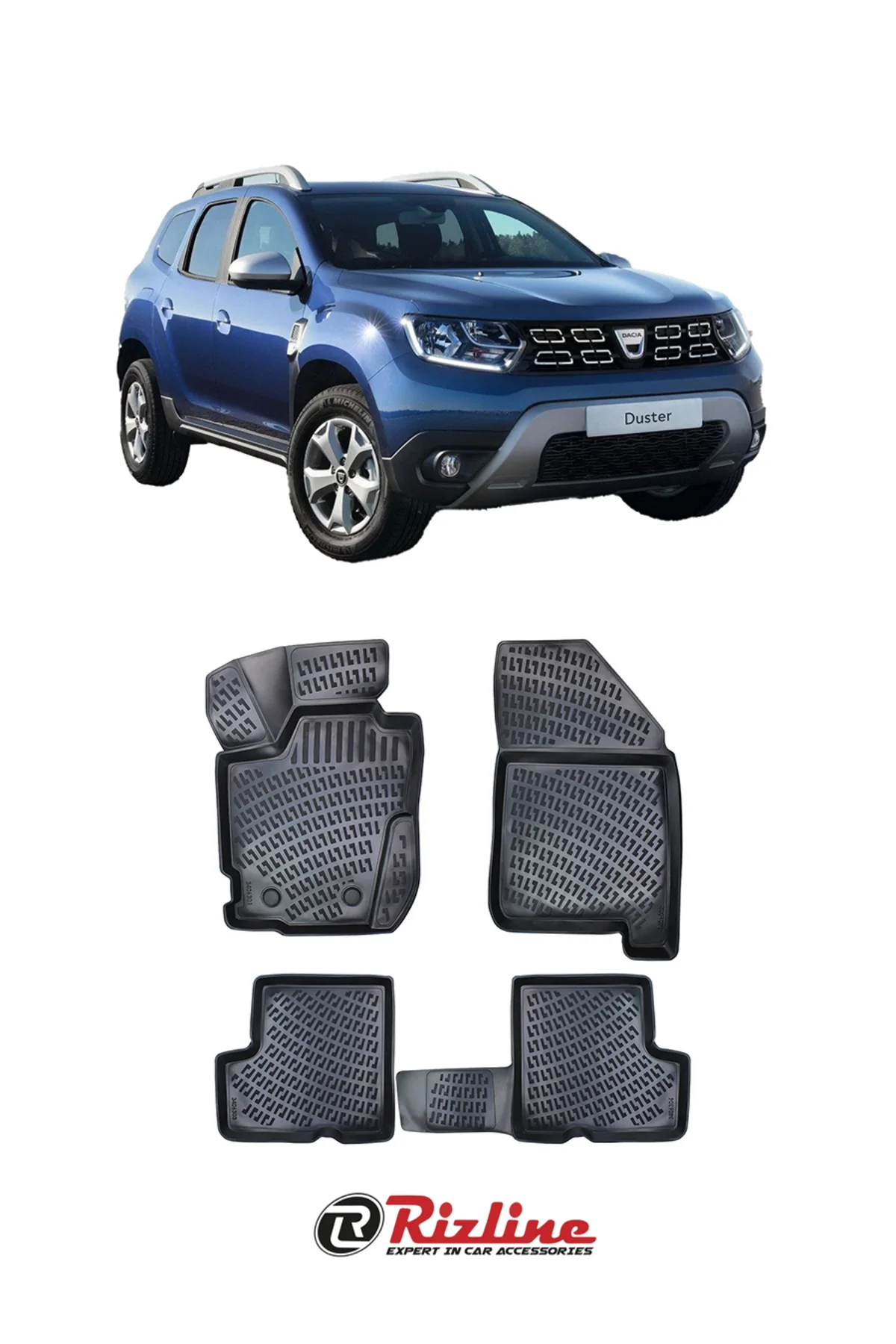 Dacia Duster 4WD 2018-2022 Siyah 3D Havuzlu Paspas