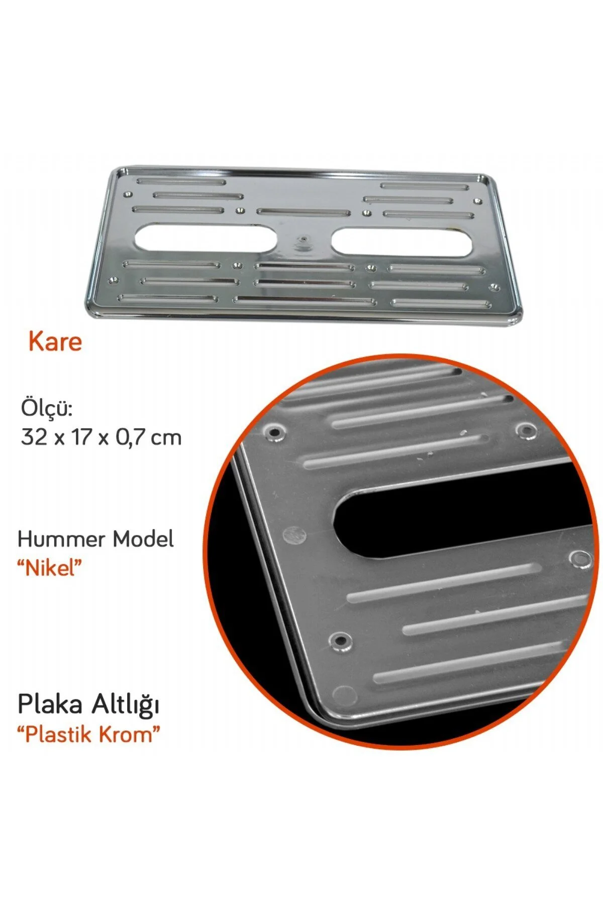 Kare İnce Plakalık Hummer Tip Plastik Krom (1 Adet Olarak) - crt Görsel 2