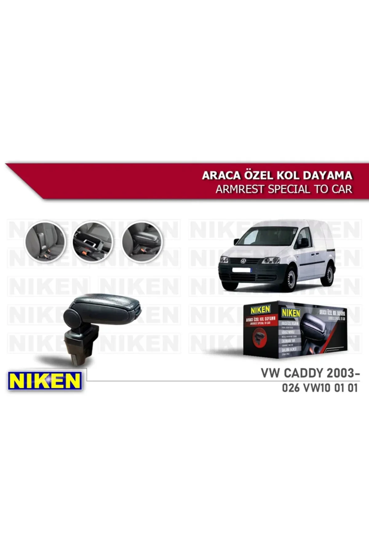 Volkswagen Caddy 2003-2017 Kol Dayama Kolçak Geçmeli ABS Siyah