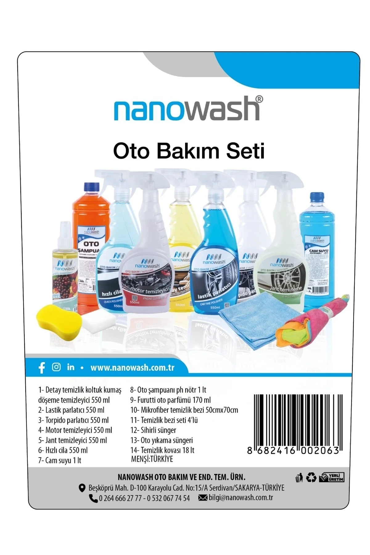 Oto Bakım Seti 14 Parça - nanowash Görsel 2