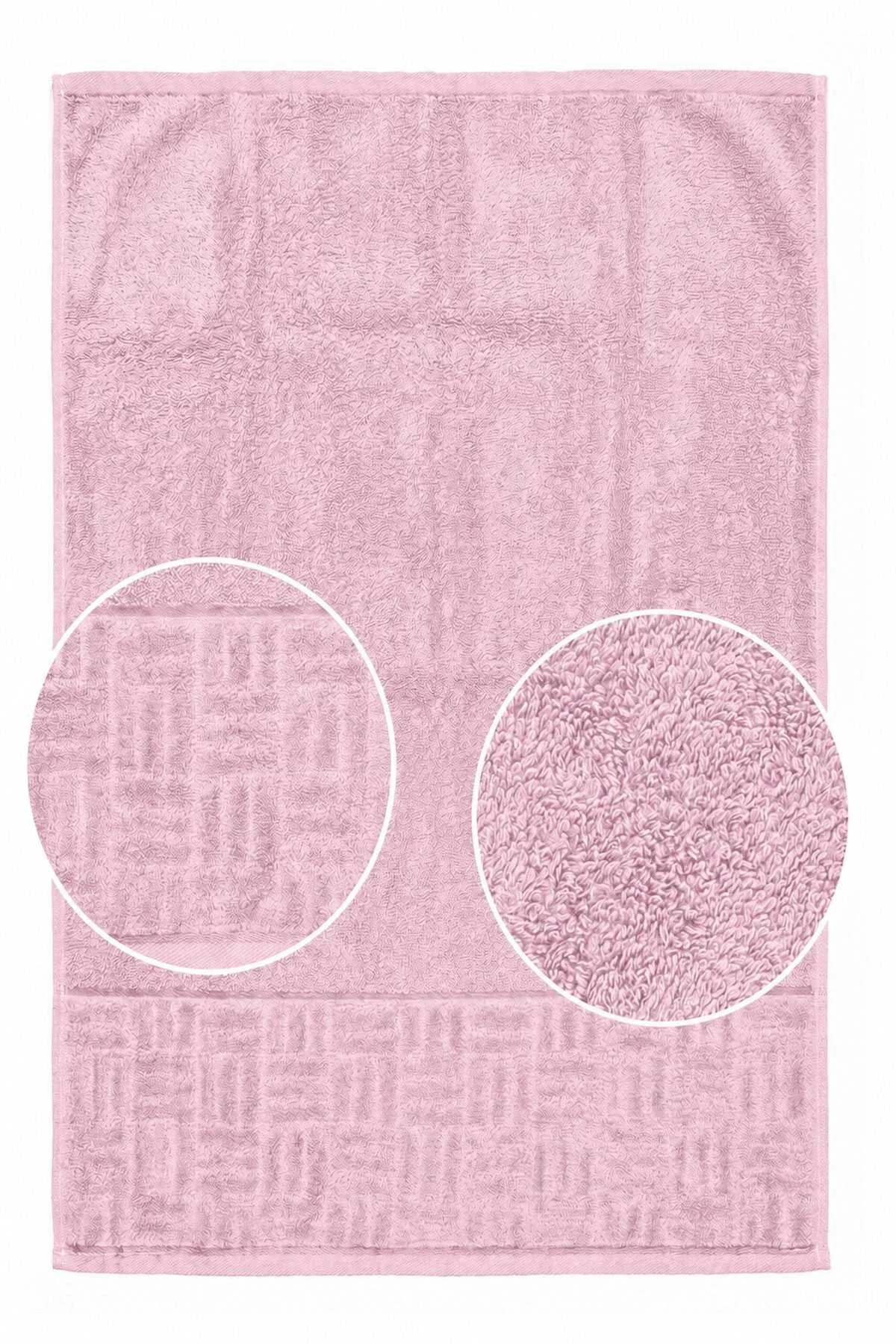 El Yüz Havlusu 50x90 Cm %100 Pamuk Kısmi Kadife Vento Pembe - Mira Home Görsel 4