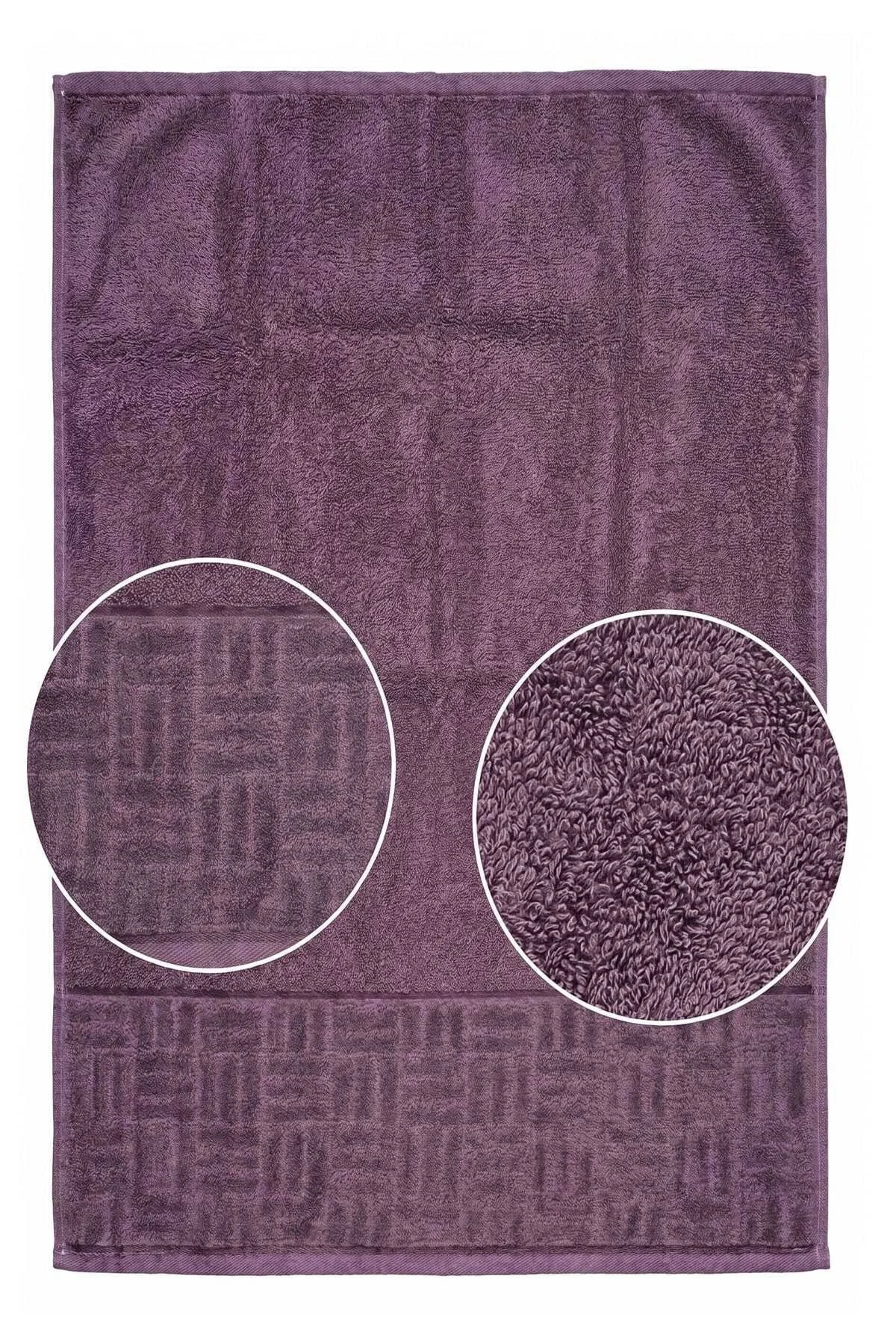 El Yüz Havlusu 50x90 Cm %100 Pamuk Kısmi Kadife Vento Mürdüm - Mira Home Görsel 4