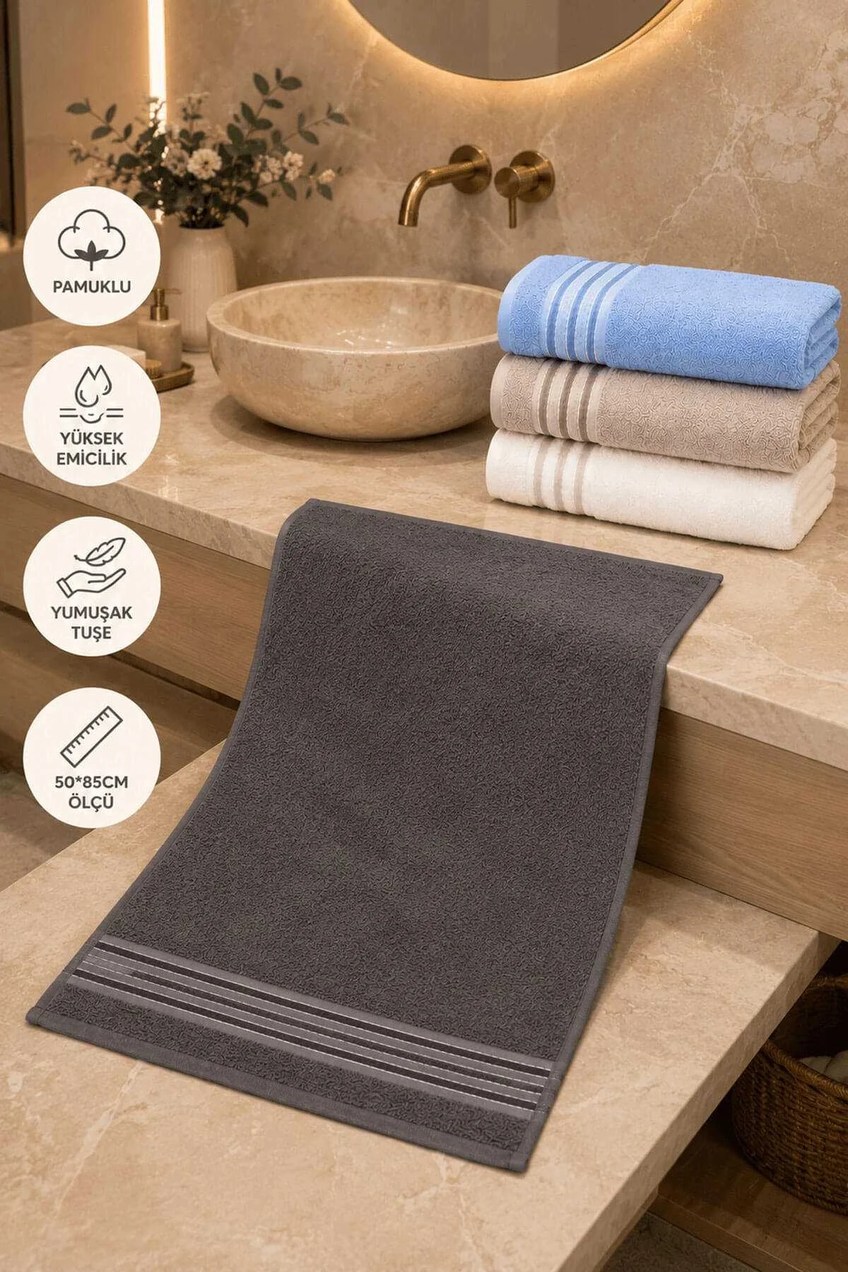 4lü El Yüz Havlusu Seti 50x85 Cm Softline - Mira Home Görsel 2