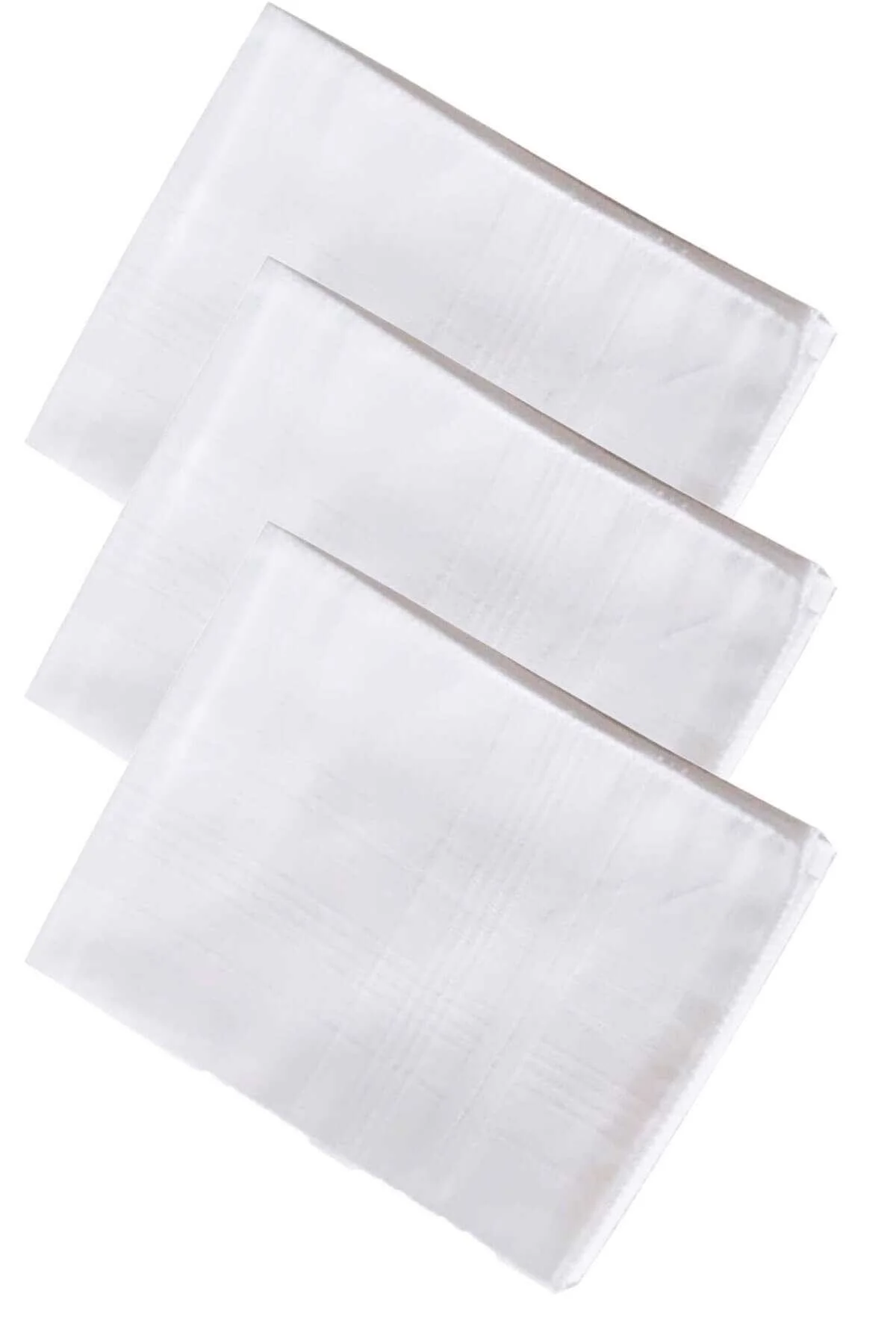 3’lü Özel Paket Premium Erkek Mendil Seti %100 Pamuk 42x42 cm Beyaz