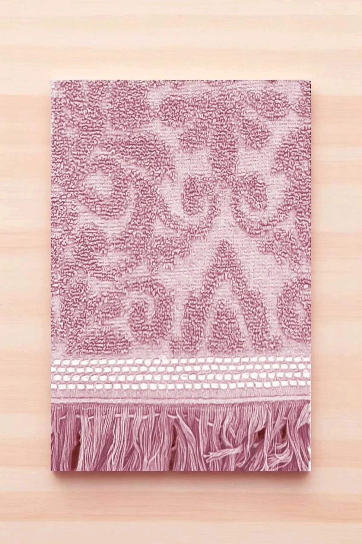 2 Parça Jakarlı Banyo Havlu Takımı %100 Pamuklu 90x150 Cm Arden Pembe - Mira Home Görsel 3
