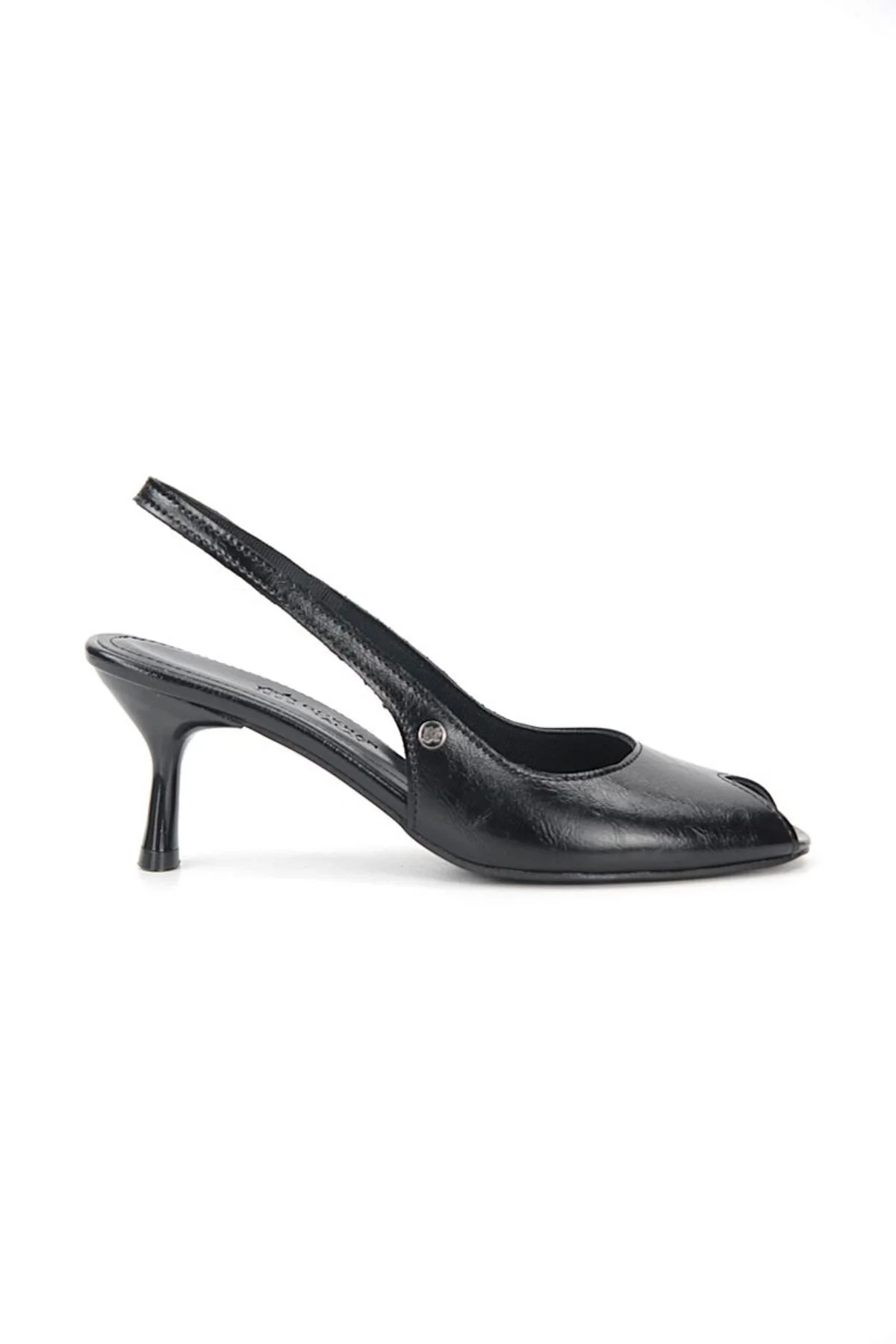 Calvera Peep Toe Fındık Burun (4/6 cm) Siyah Rugan Kadın Topuklu Ayakkabı - Gökhan Talay Görsel 7