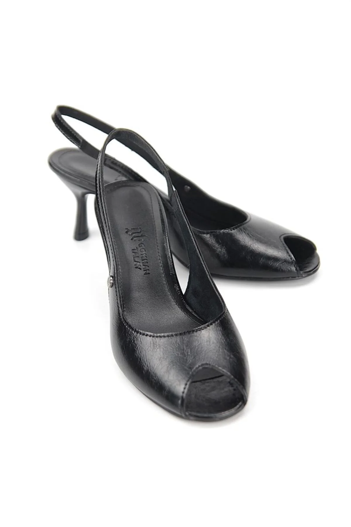 Calvera Peep Toe Fındık Burun (4/6 cm) Siyah Rugan Kadın Topuklu Ayakkabı - Gökhan Talay Görsel 4