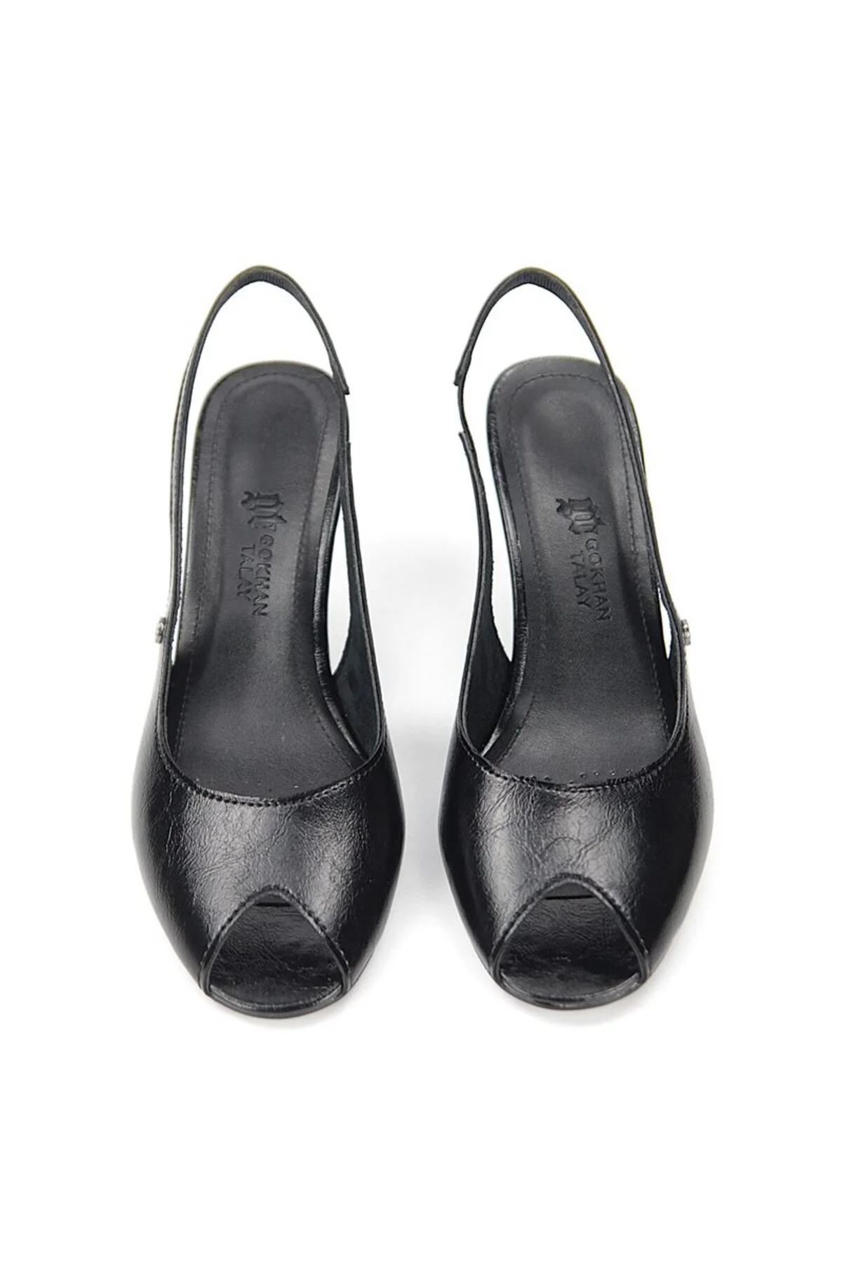 Calvera Peep Toe Fındık Burun (4/6 cm) Siyah Rugan Kadın Topuklu Ayakkabı - Gökhan Talay Görsel 5
