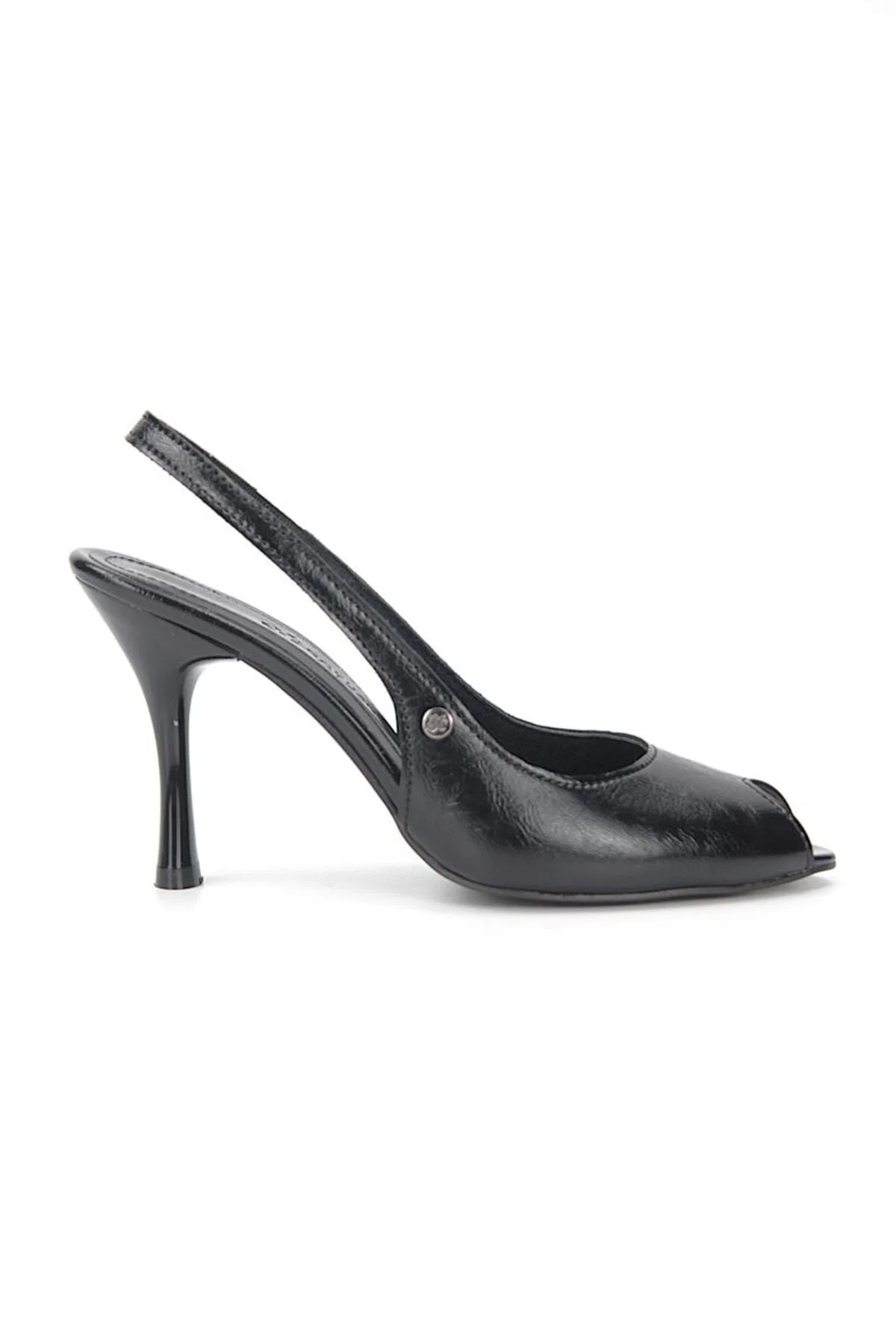 Nivra Peep Toe Fındık Burun (8 cm) Siyah Rugan Kadın Topuklu Ayakkabı - Gökhan Talay Görsel 7