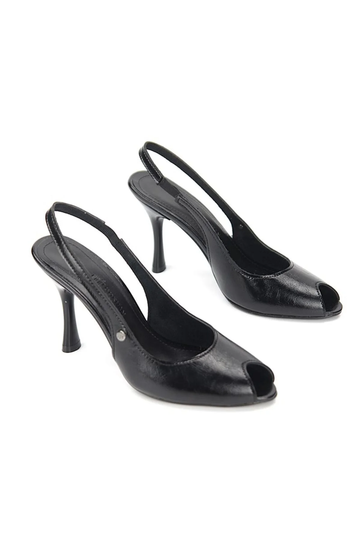 Nivra Peep Toe Fındık Burun (8 cm) Siyah Rugan Kadın Topuklu Ayakkabı - Gökhan Talay Görsel 6