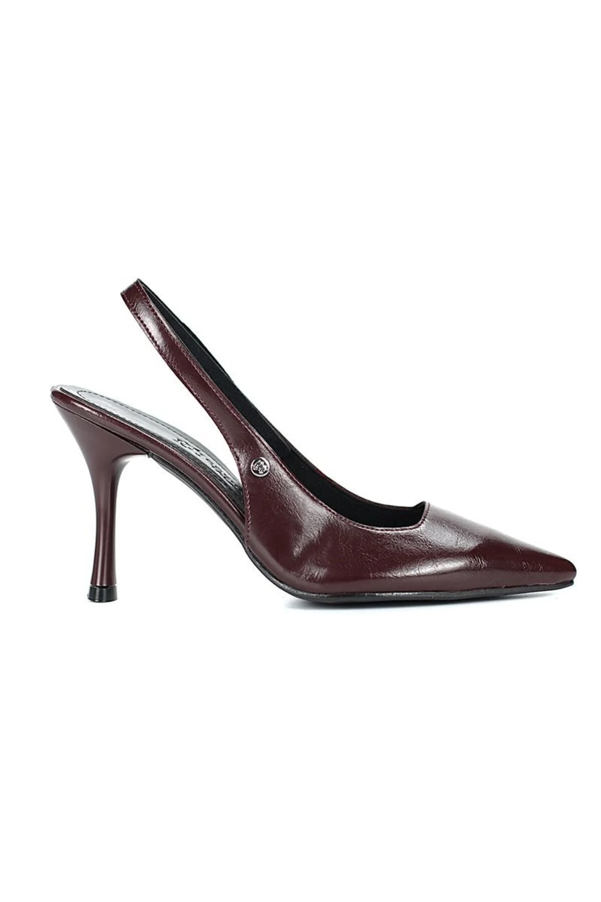 Lavender Esnek Yumuşak Kaymaz Taban (8 cm) Bordo Rugan Açık Lastikli Kadın Topuklu Ayakkabı - Gökhan Talay Görsel 5
