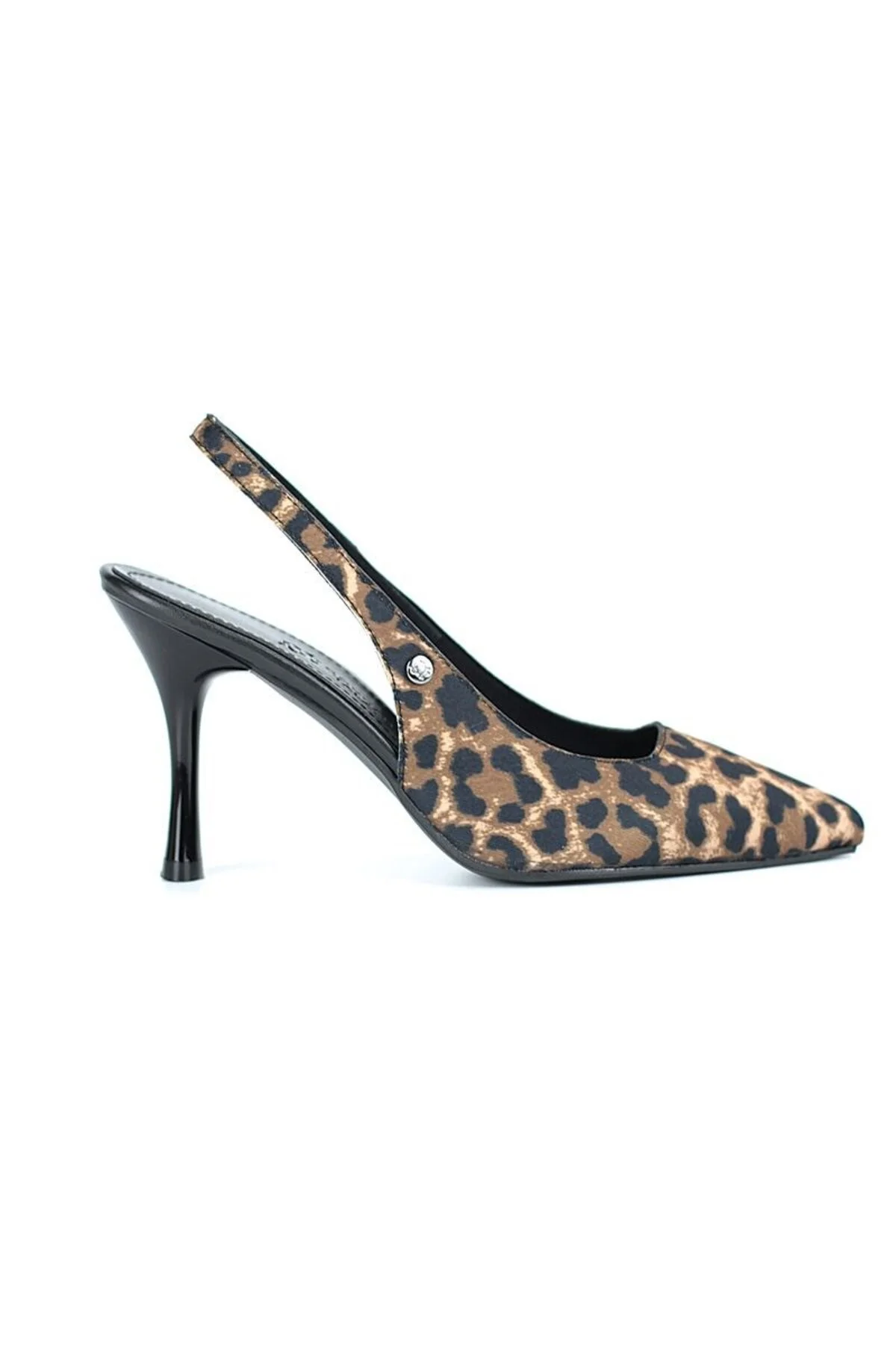 Lavender Esnek Yumuşak Kaymaz Taban (6-8 cm) Leopar Açık Lastikli Kadın Topuklu Ayakkabı - Gökhan Talay Görsel 5