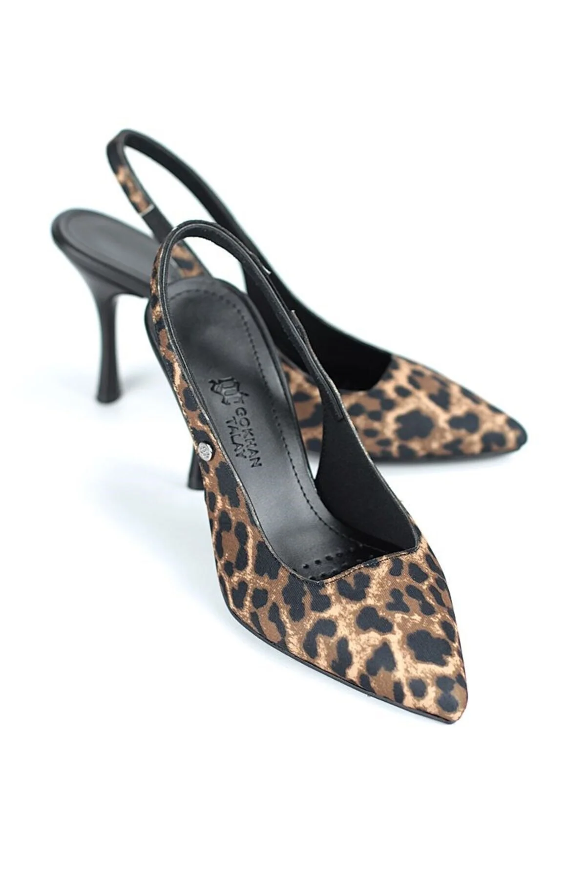 Lavender Esnek Yumuşak Kaymaz Taban (6-8 cm) Leopar Açık Lastikli Kadın Topuklu Ayakkabı - Gökhan Talay Görsel 2
