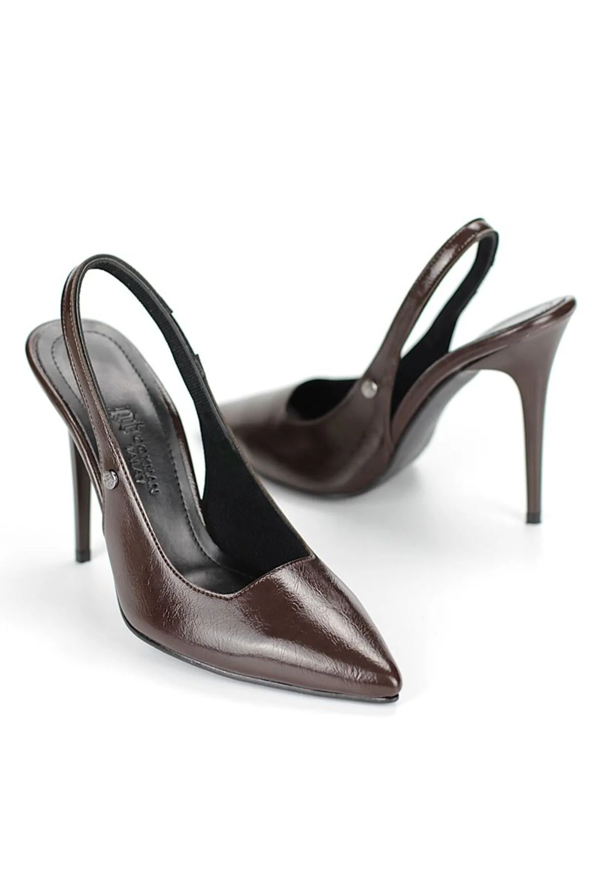Zerina Kahverengi Rugan Esnek Yumuşak Kaymaz Taban İnce Topuklu (11cm) Kadın Stiletto - Gökhan Talay Görsel 2