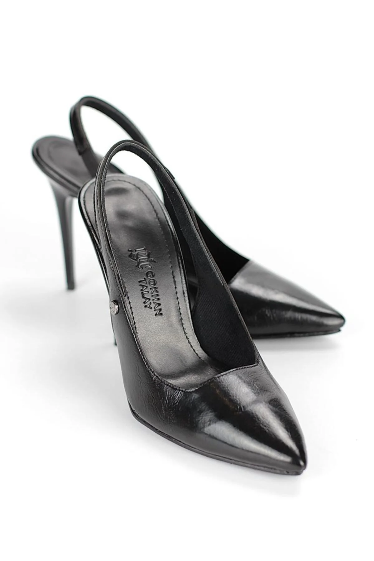 Zerina Siyah Rugan Rugan Esnek Yumuşak Kaymaz Taban İnce Topuklu (11cm) Kadın Stiletto - Gökhan Talay Görsel 3