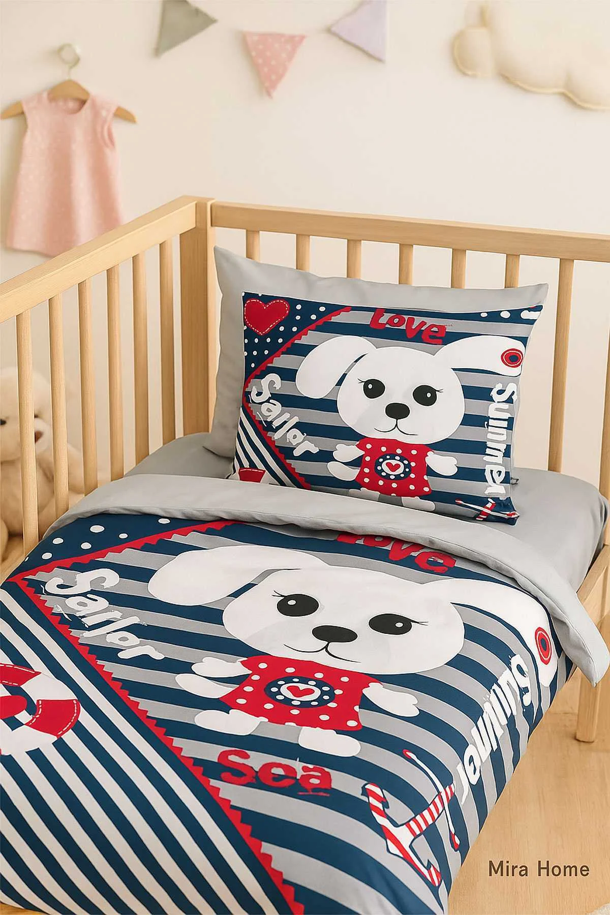 Yenidoğan Erkek Bebek Nevresim Takımı Pamuklu Sailor - Mira Home Görsel 2