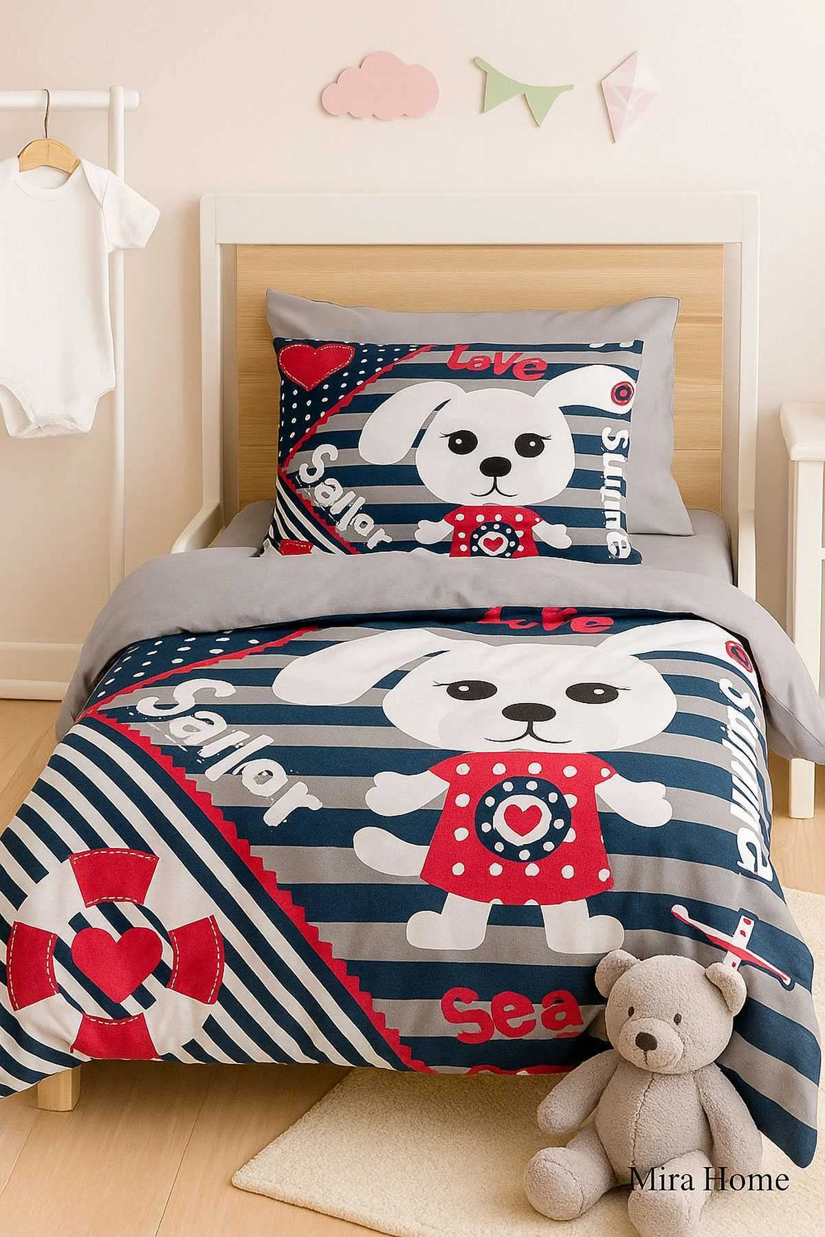 Yenidoğan Erkek Bebek Nevresim Takımı Pamuklu Sailor - Mira Home Görsel 3
