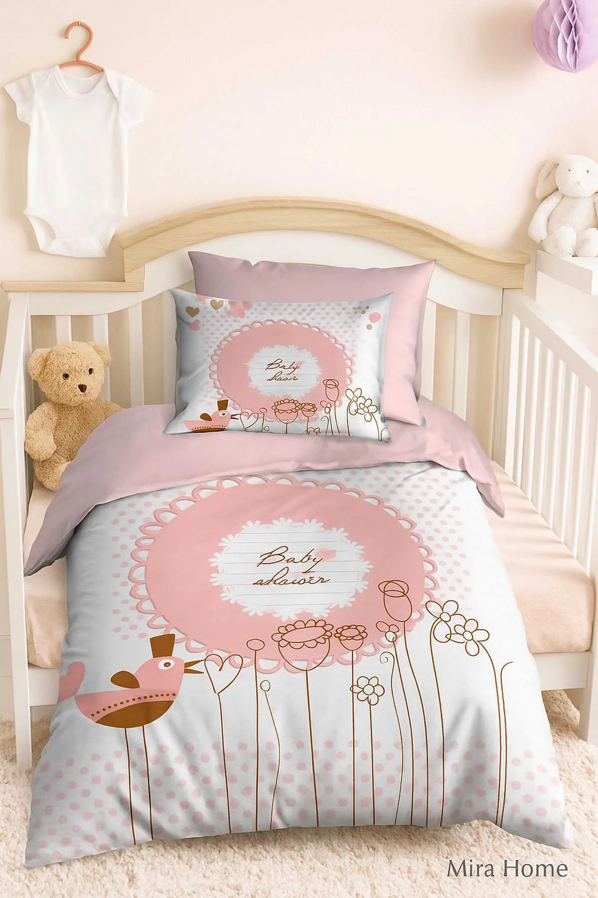 Yenidoğan Kız Bebek Nevresim Takımı Pamuklu Baby Shower - Mira Home Görsel 3