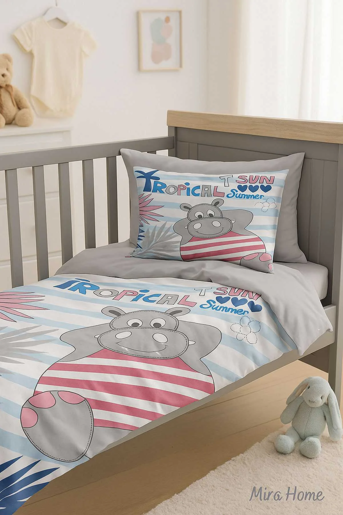 Yenidoğan Erkek Bebek Nevresim Takımı %100 Pamuklu Tropical Summer - Mira Home Görsel 2