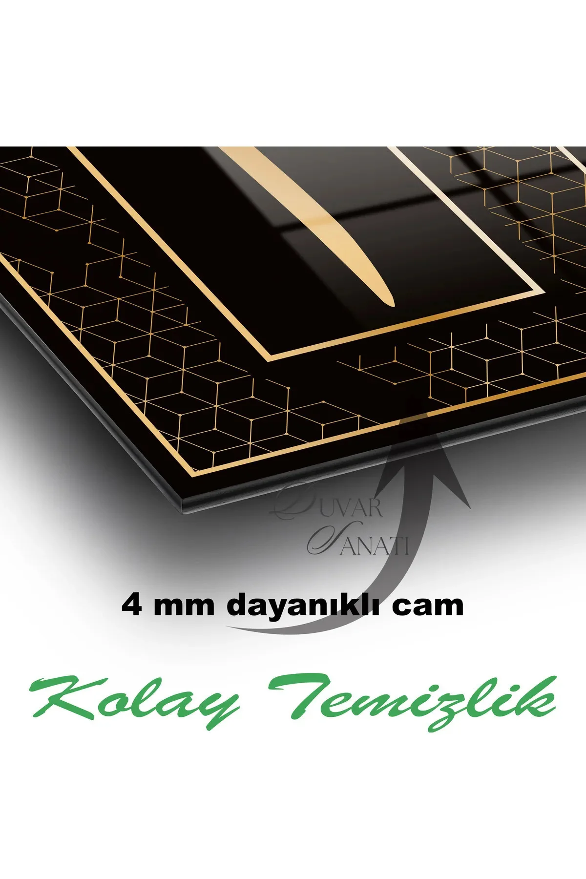 Elif Dini İsami Dikey Cam Tablo, Modern İş Ev Ofis Salon Dekoru , Hediyelik Duvar Dekoru - BYCAGRİ Görsel 3