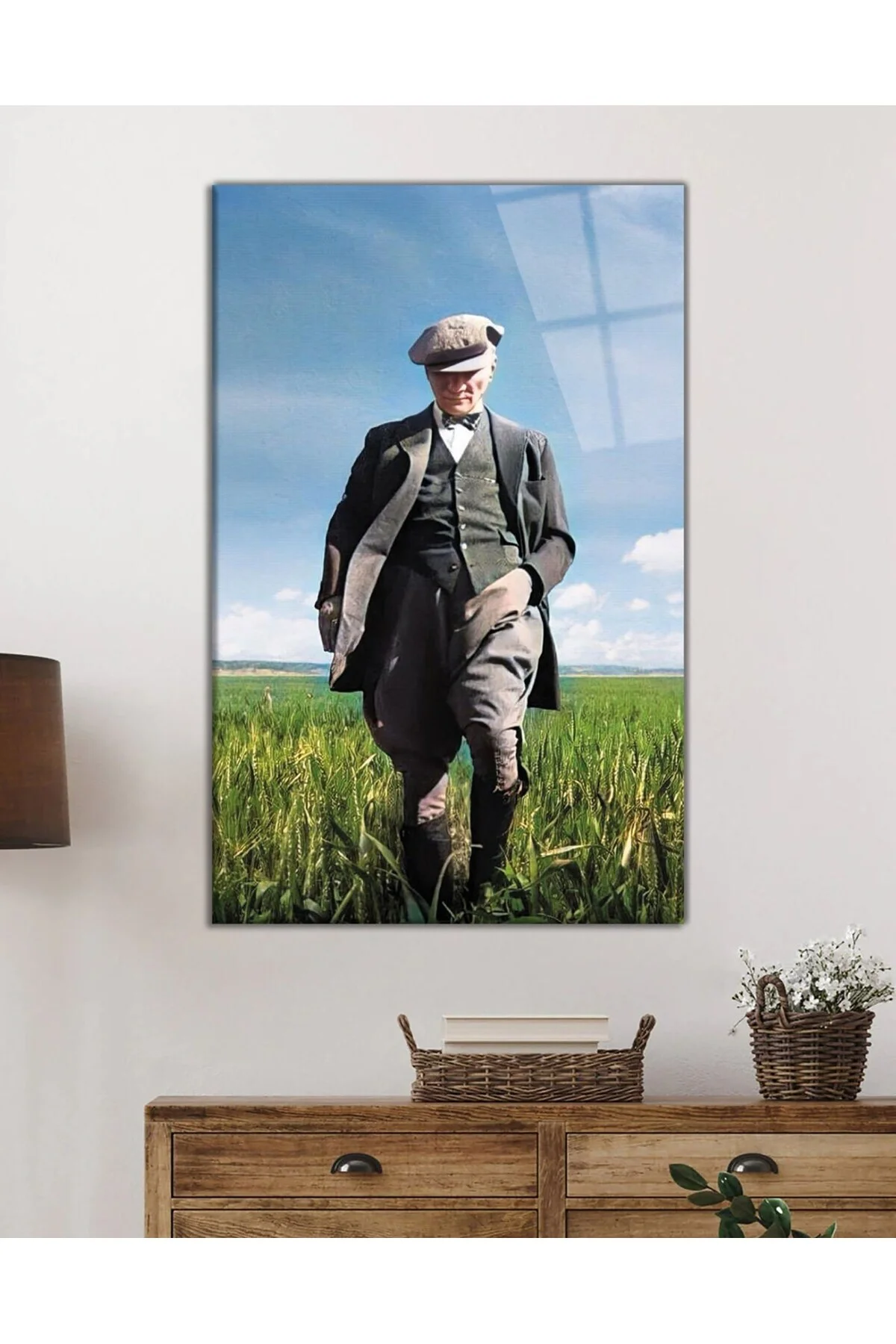 Atatürk Portresi Cam Tablo, Ev ve Ofis Duvar Dekoru, Hediyelik Büyük Temperli 4 mm Cam Tablo - BYCAGRİ Görsel 2