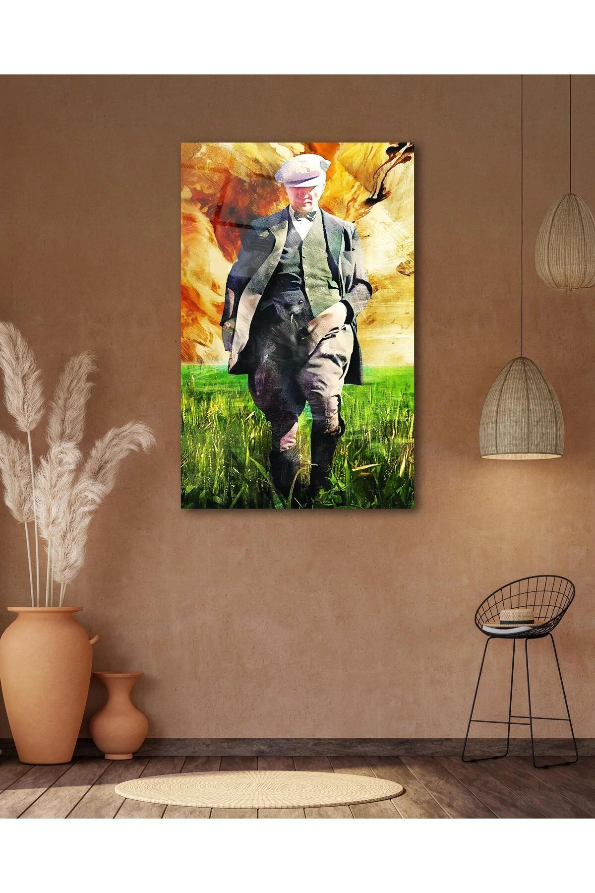 Atatürk Portre Cam Tablo Modern Ev Ofis Salon Hediyelik Büyük Tablo Duvar Dekoru - BYCAGRİ Görsel 6