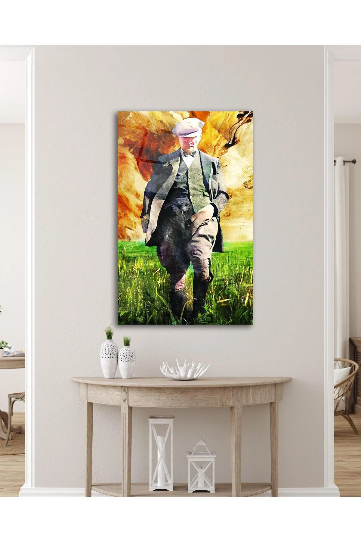 Atatürk Portre Cam Tablo Modern Ev Ofis Salon Hediyelik Büyük Tablo Duvar Dekoru - BYCAGRİ Görsel 4