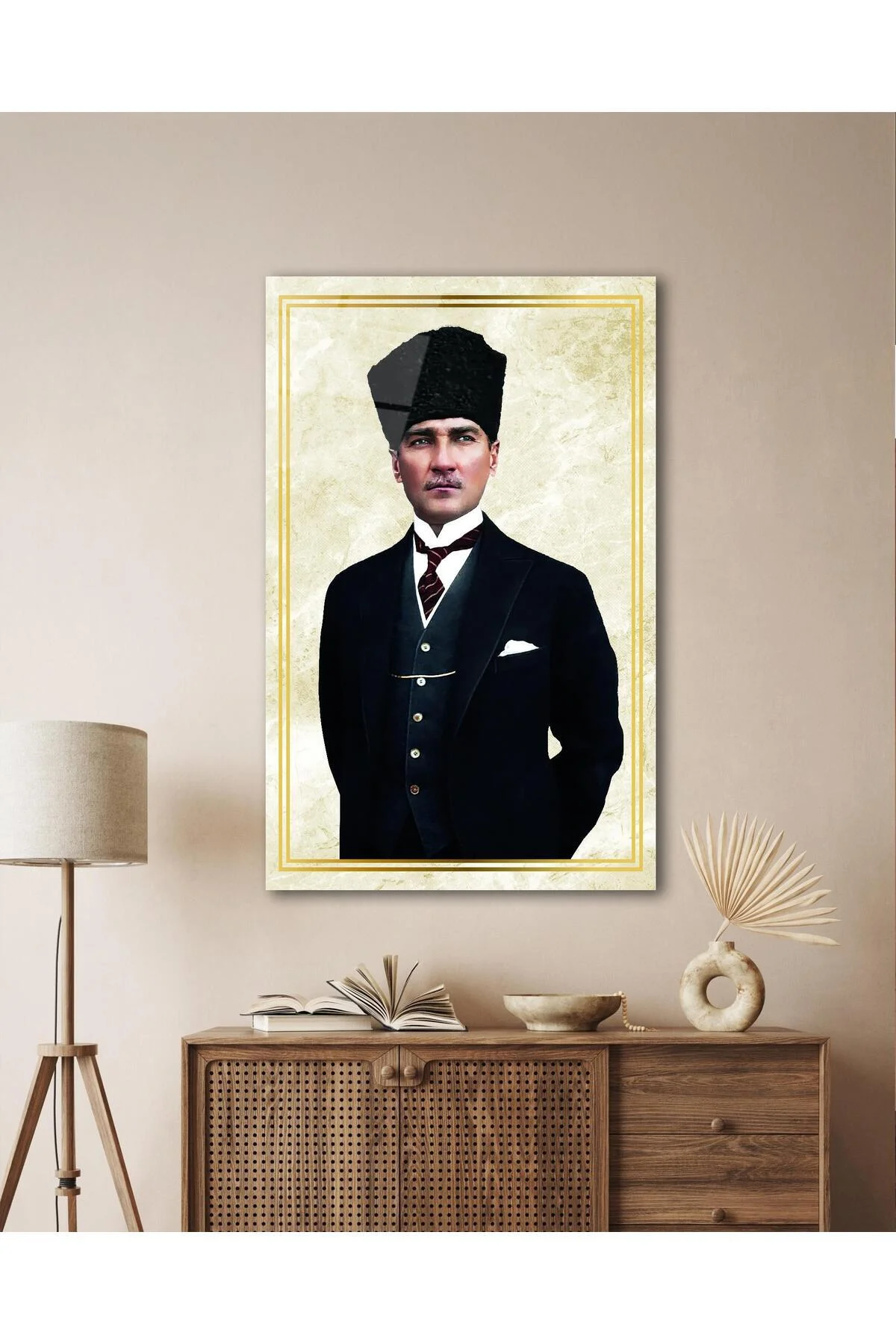 Atatürk Portre Cam Tablo Modern Ev Ofis Salon Hediyelik Büyük Tablo Duvar Dekoru - BYCAGRİ Görsel 4