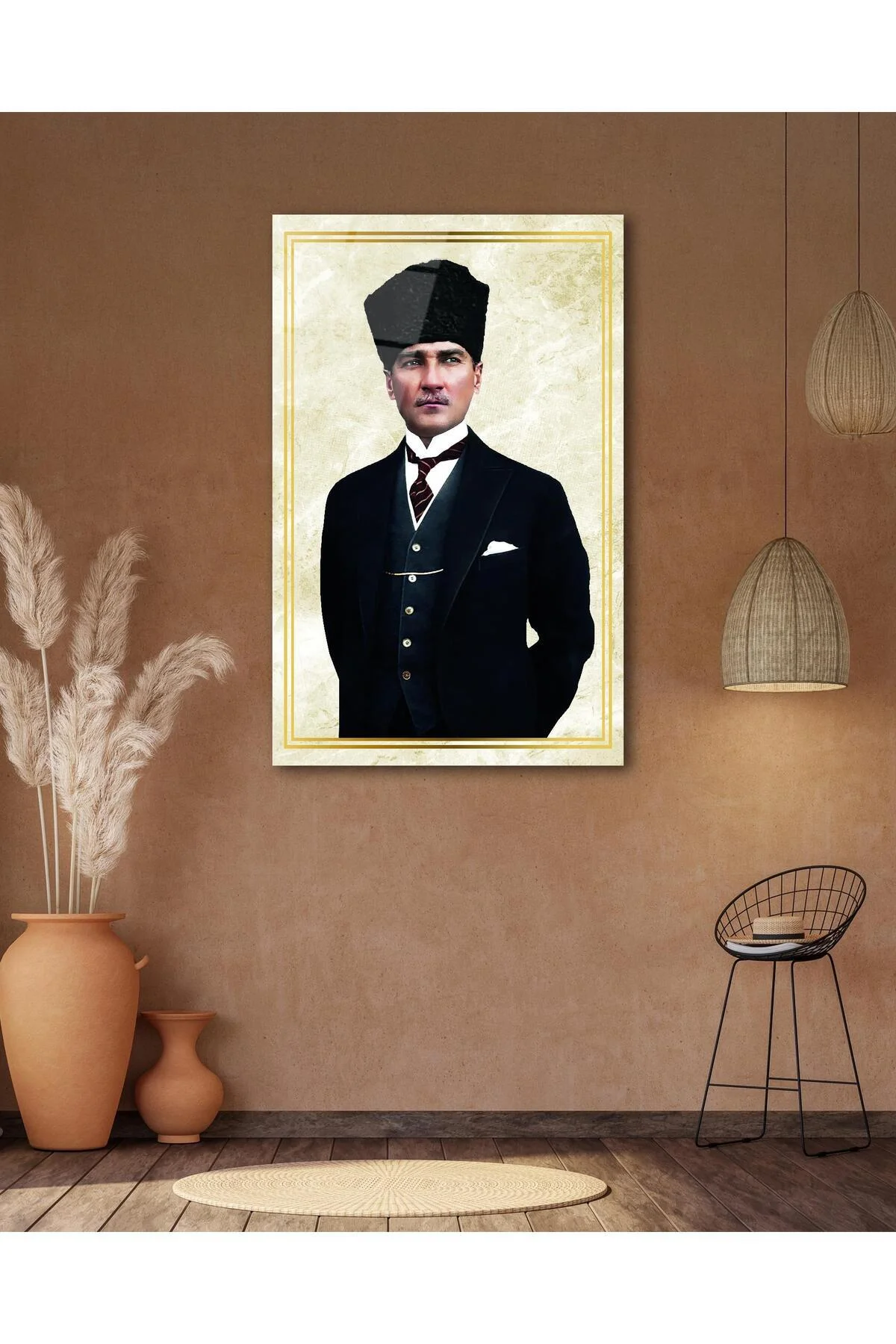 Atatürk Portre Cam Tablo Modern Ev Ofis Salon Hediyelik Büyük Tablo Duvar Dekoru - BYCAGRİ Görsel 5