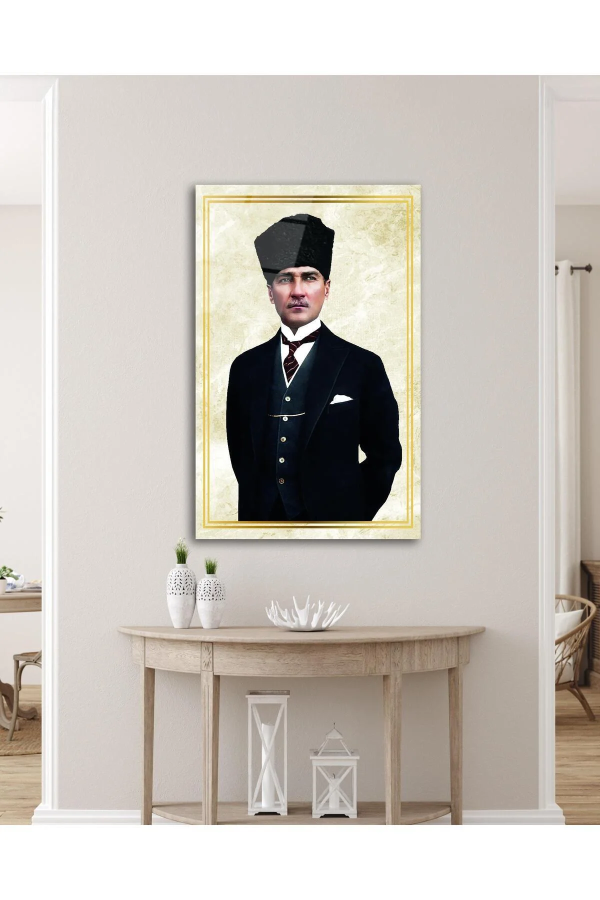 Atatürk Portre Cam Tablo Modern Ev Ofis Salon Hediyelik Büyük Tablo Duvar Dekoru - BYCAGRİ Görsel 3