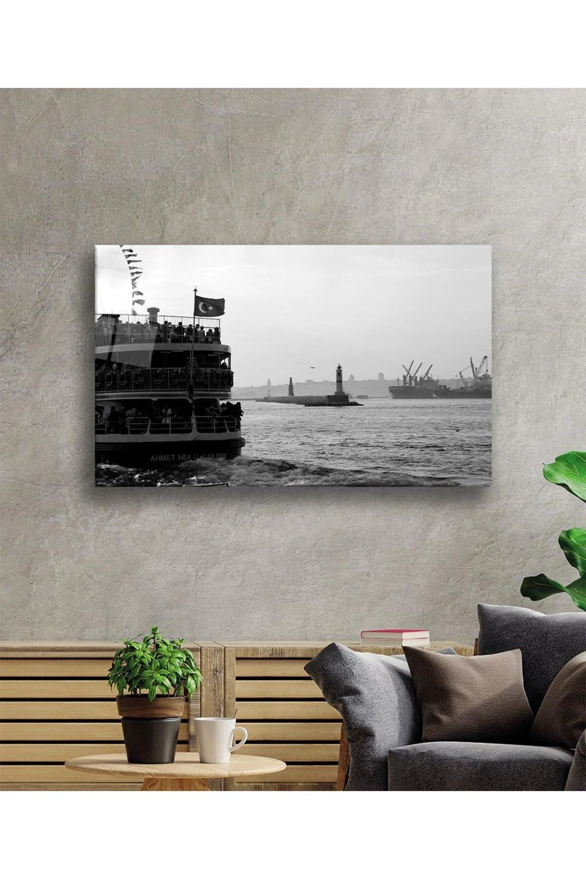 Deniz Vapur Cam Tablo 4mm Dayanıklı Temperli Cam Sea Steamer Glass Wall Art - BYCAGRİ Görsel 2