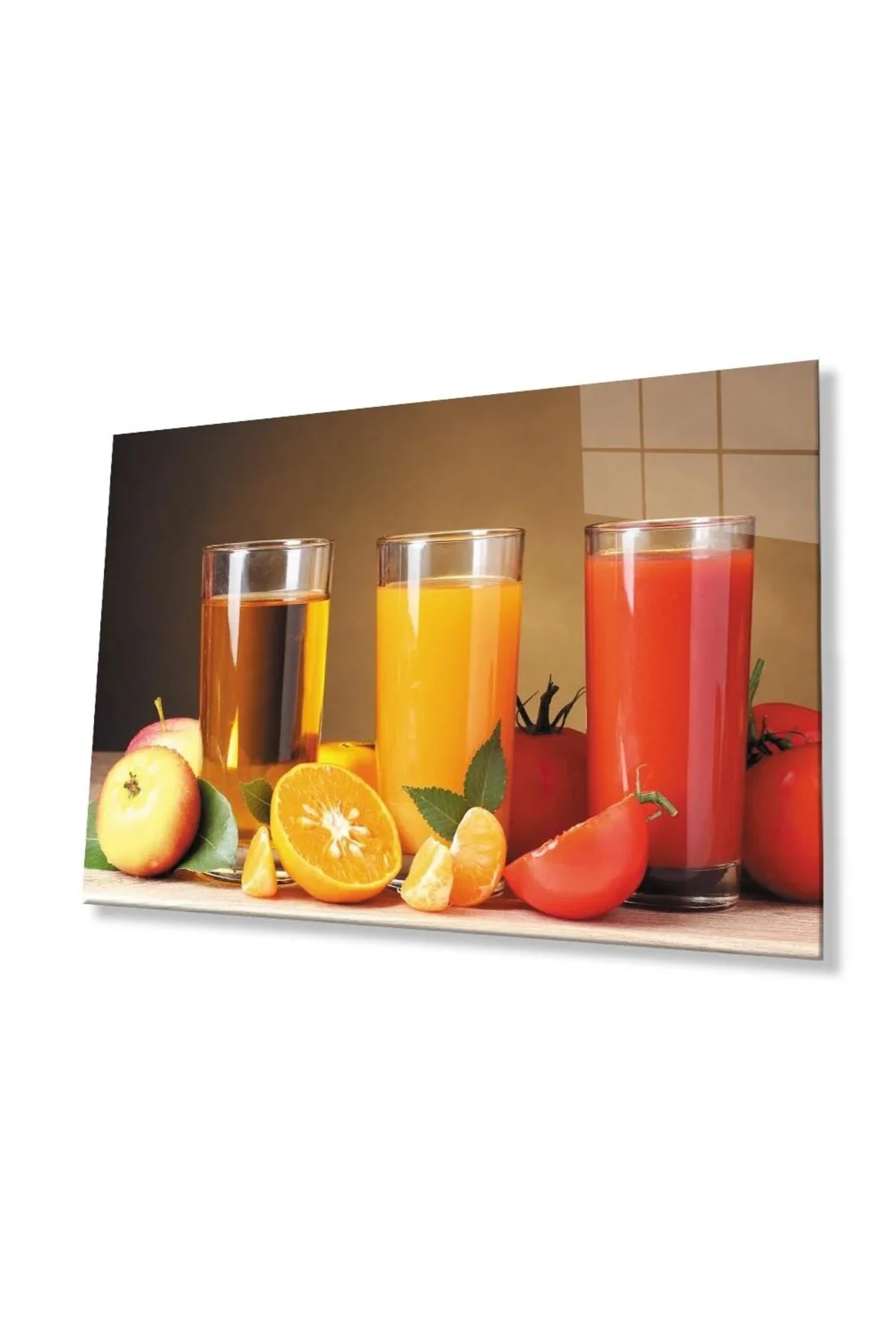 Meyve Suyu Meyveler Mutfak Cam Tablo 4mm Dayanıklı Temperli Cam Juice Fruits Kitchen Glas Wall Art