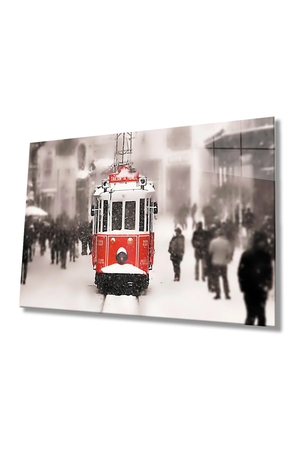 İstanbul Taksim Tramvayı 4mm Dayanıklı Cam Tablo Temperli Cam