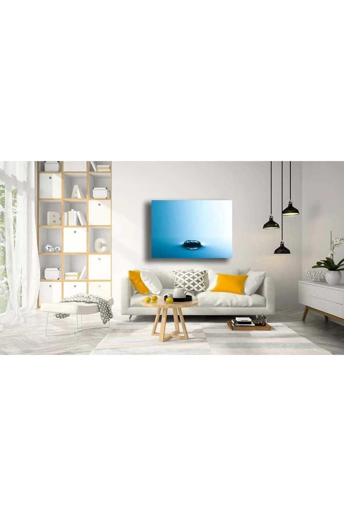 Su Damlasi Temalı Modern UV Dijital Baskı Dekoratif Cam Tablo - HASTÜRK Görsel 2
