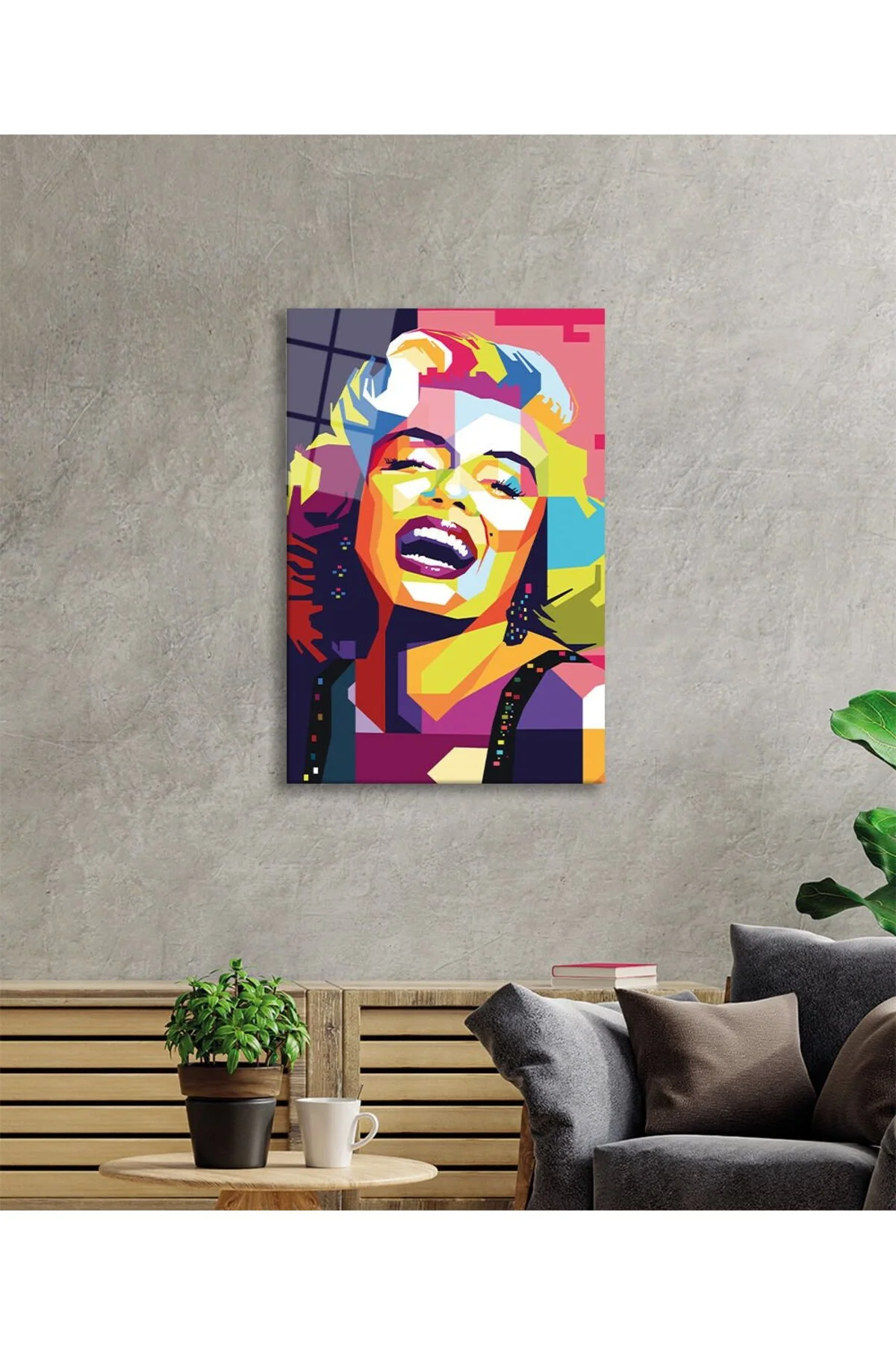 Renkli Marilyn Monroe Cam Tablo - BYCAGRİ Görsel 2