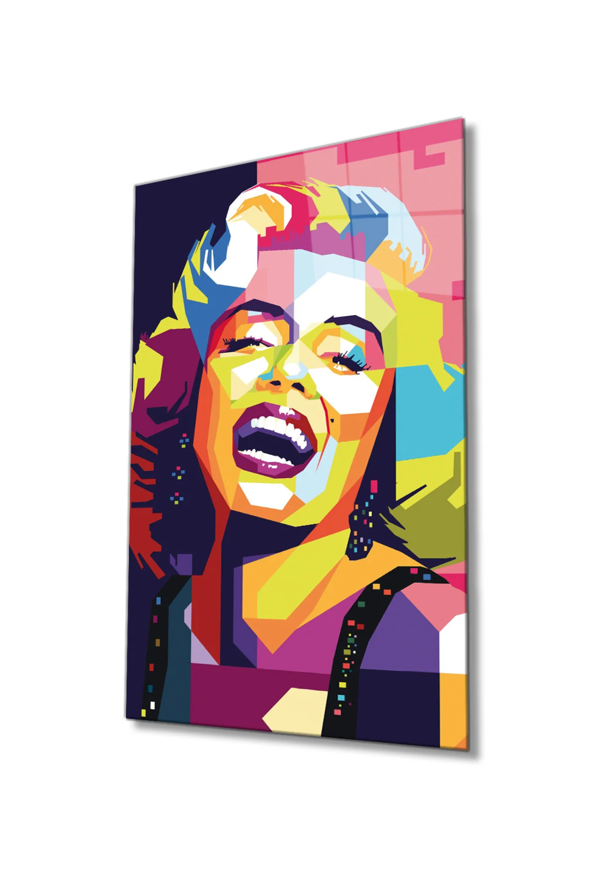 Renkli Marilyn Monroe Cam Tablo