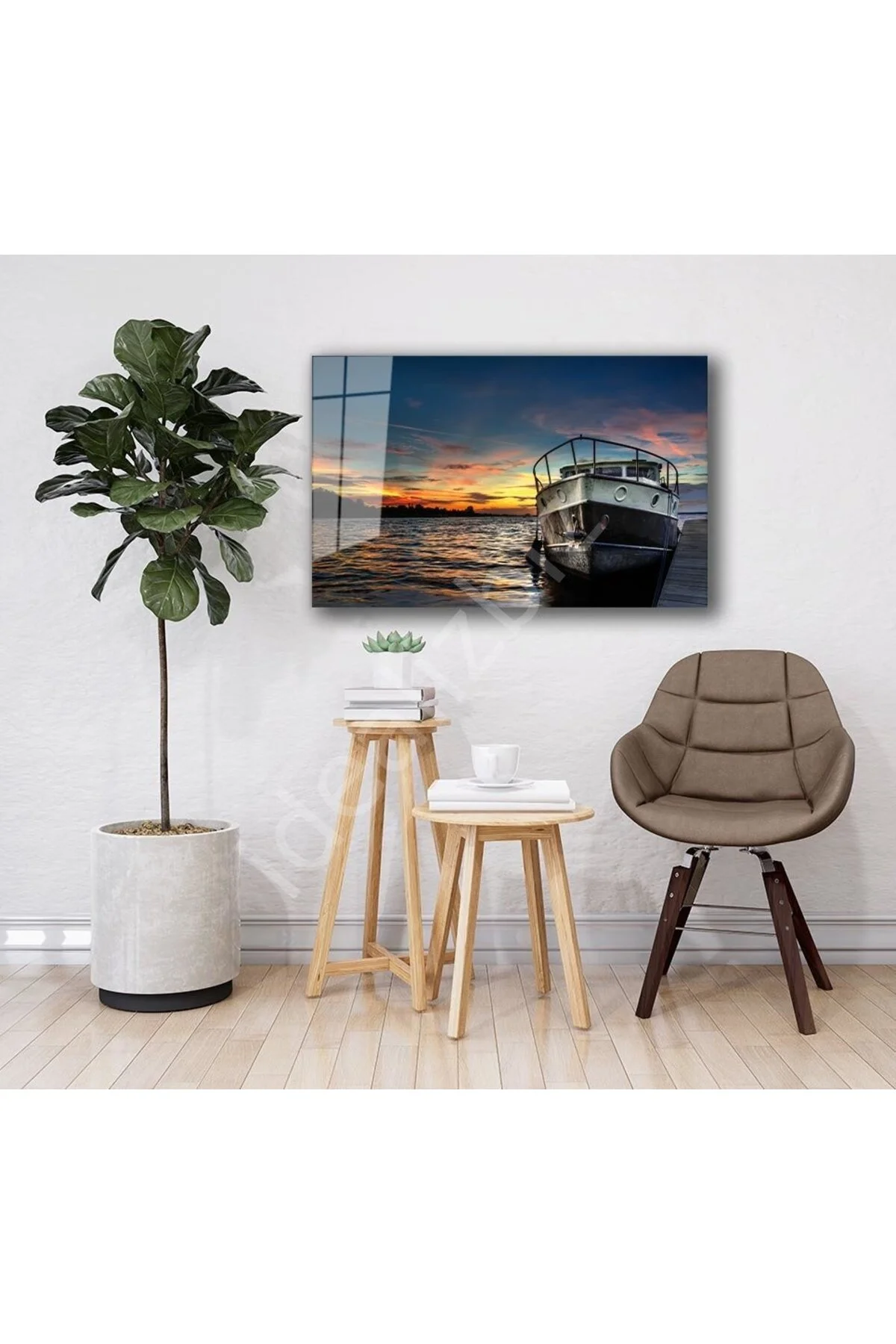 Deniz Gemi Manzara Cam Tablo 4mm Dayanıklı Temperli Cam - BYCAGRİ Görsel 2