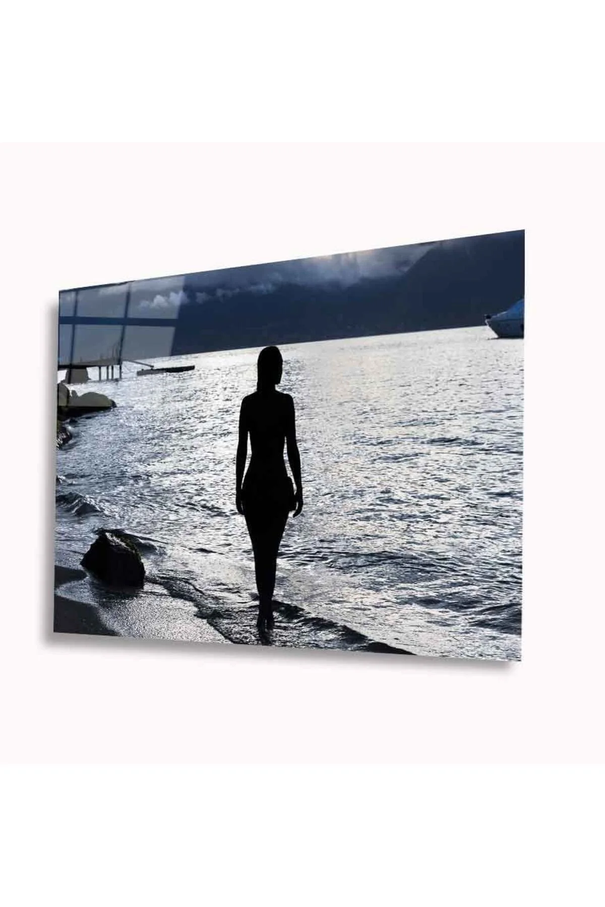 Deniz ve Kadın Cam Tablo 4mm Dayanıklı Temperli Cam