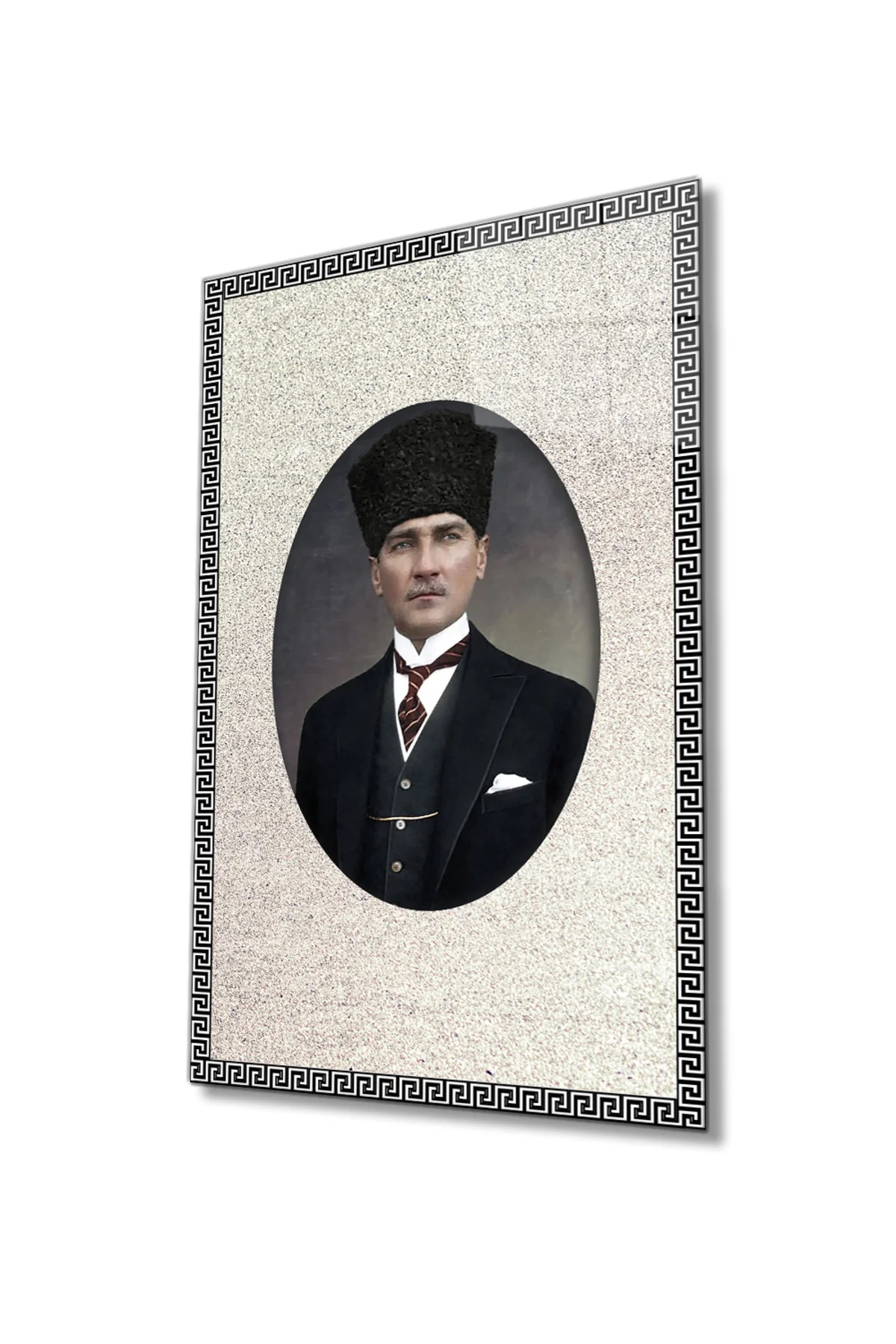 Çerçeveli Atatürk Portresi Cam Tablo, Ev ve Ofis Duvar Dekoru, Hediyelik Büyük Temperli Cam Tablo