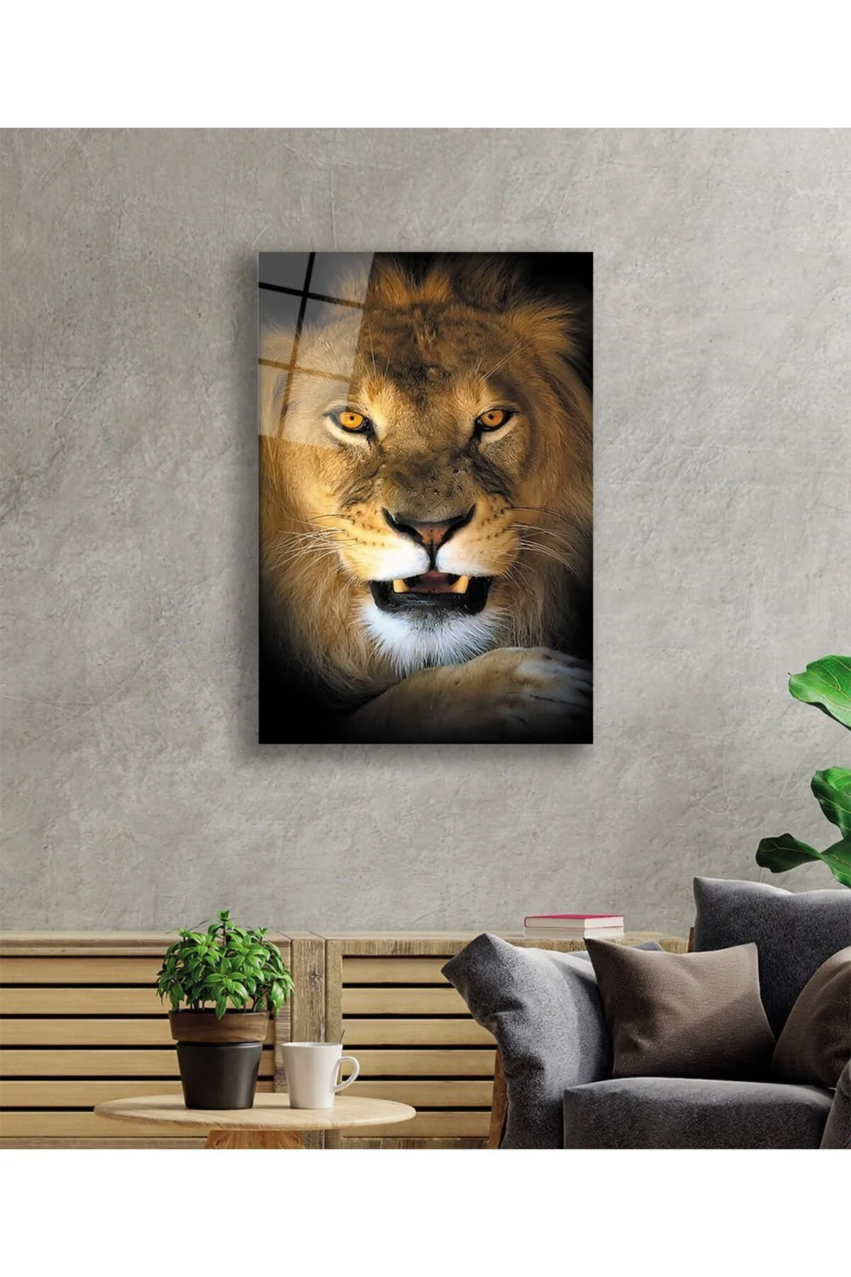 Aslan 15 Hayvan Cam Tablo - BYCAGRİ Görsel 2