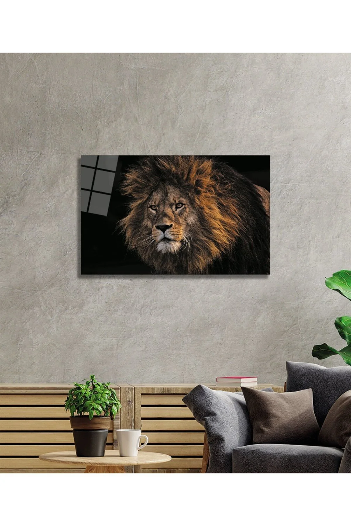 Aslan 9 Cam Tablo | Dekoratif Cam Tablo - bestdecor Görsel 2