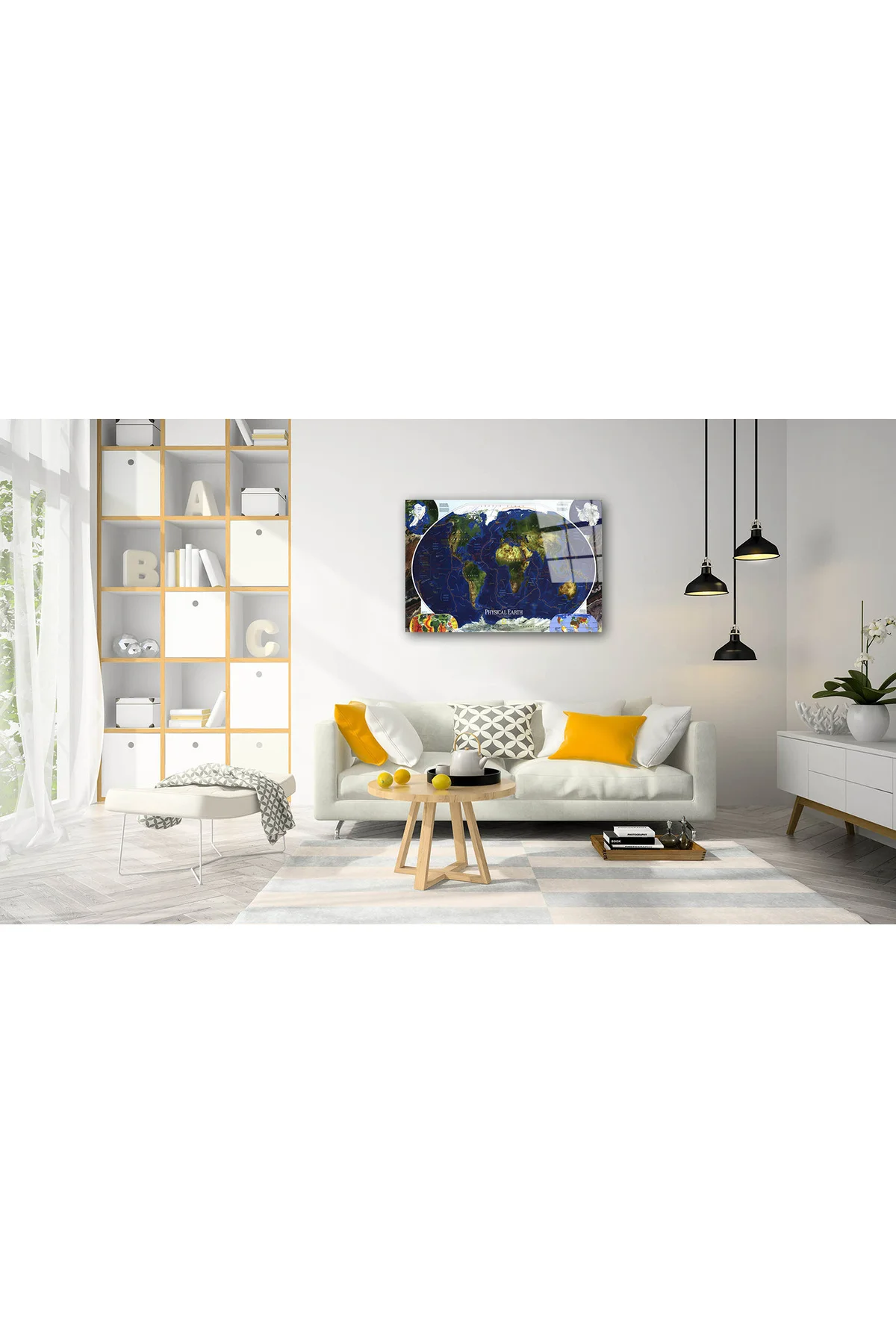 Dünya Haritası 55 Cam Tablo - bestdecor Görsel 2