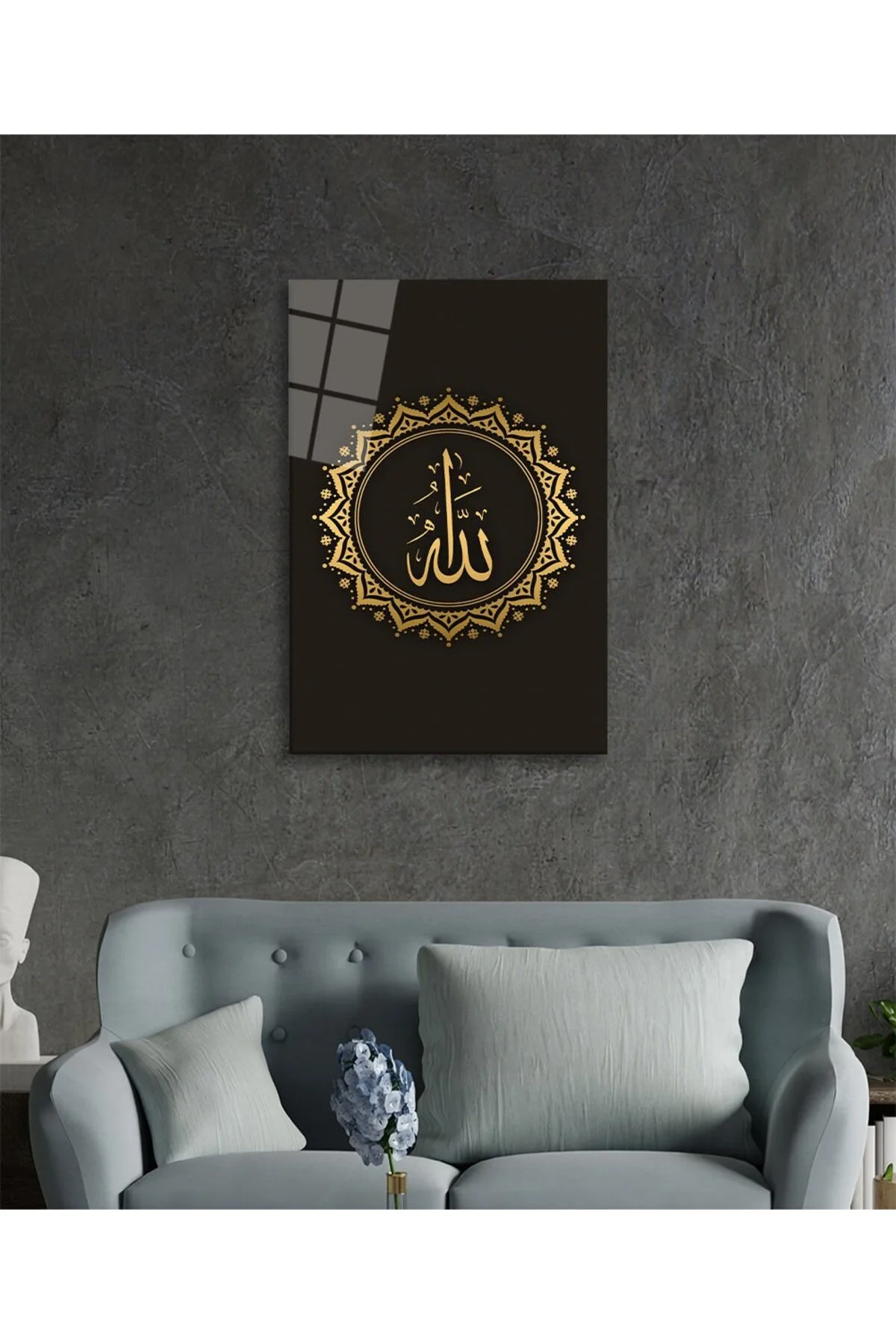 Allah Lafzı Dini İslami Cam Tablo Ev ve Ofis Duvar Dekoru Hediyelik Büyük Tablo Cam - bestdecor Görsel 2