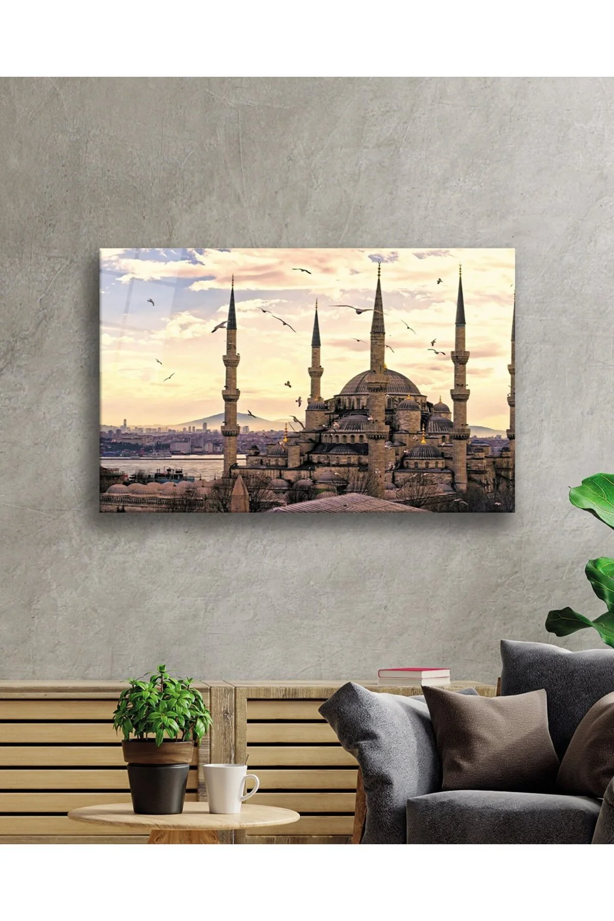 Esmeshop Istanbul Cami Manzara 4mm Dayanıklı Cam Tablo Temperli Cam